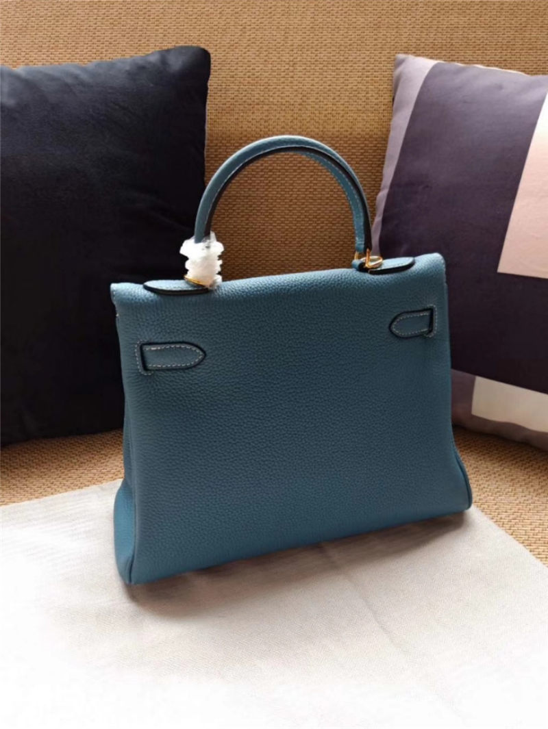Hermes Kelly 25/28 Retourne Bag Calfskin In Bleu High