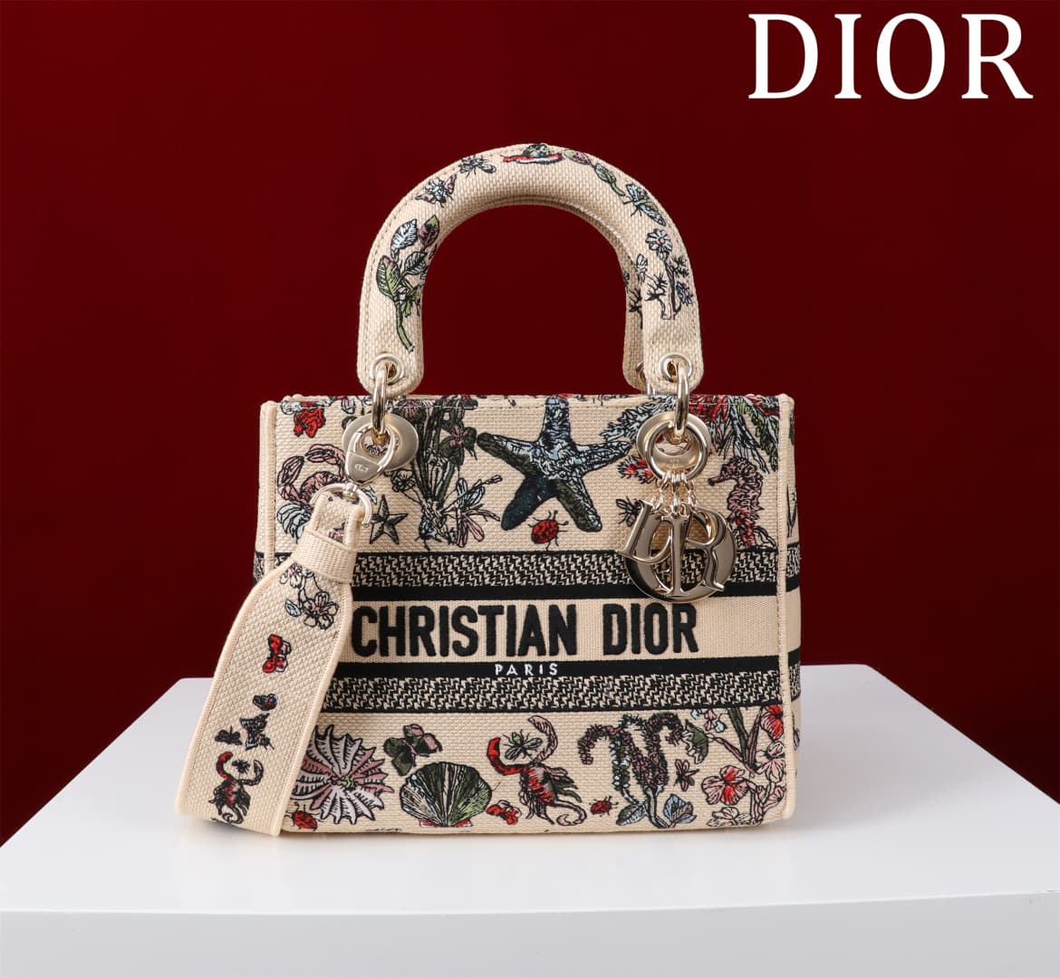 Medium Lady D-Lite Bag Embroidery with Multicolor Dior Cabinet de Curiosités Motif High