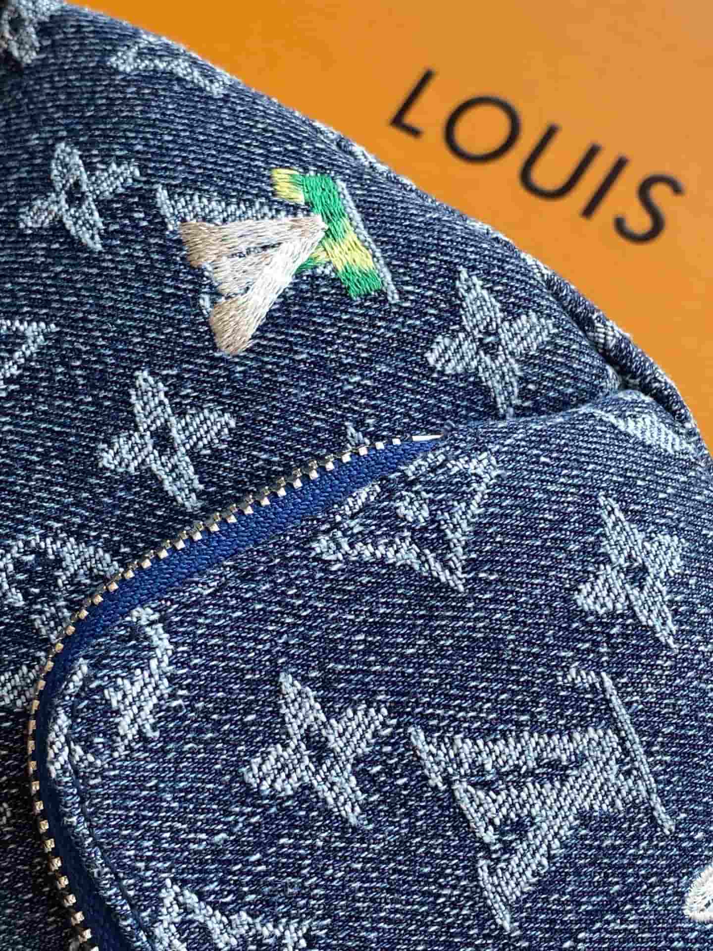 Louis Vuitton Rush Bumbag Blue Monogram Flowers Denim M27640 High