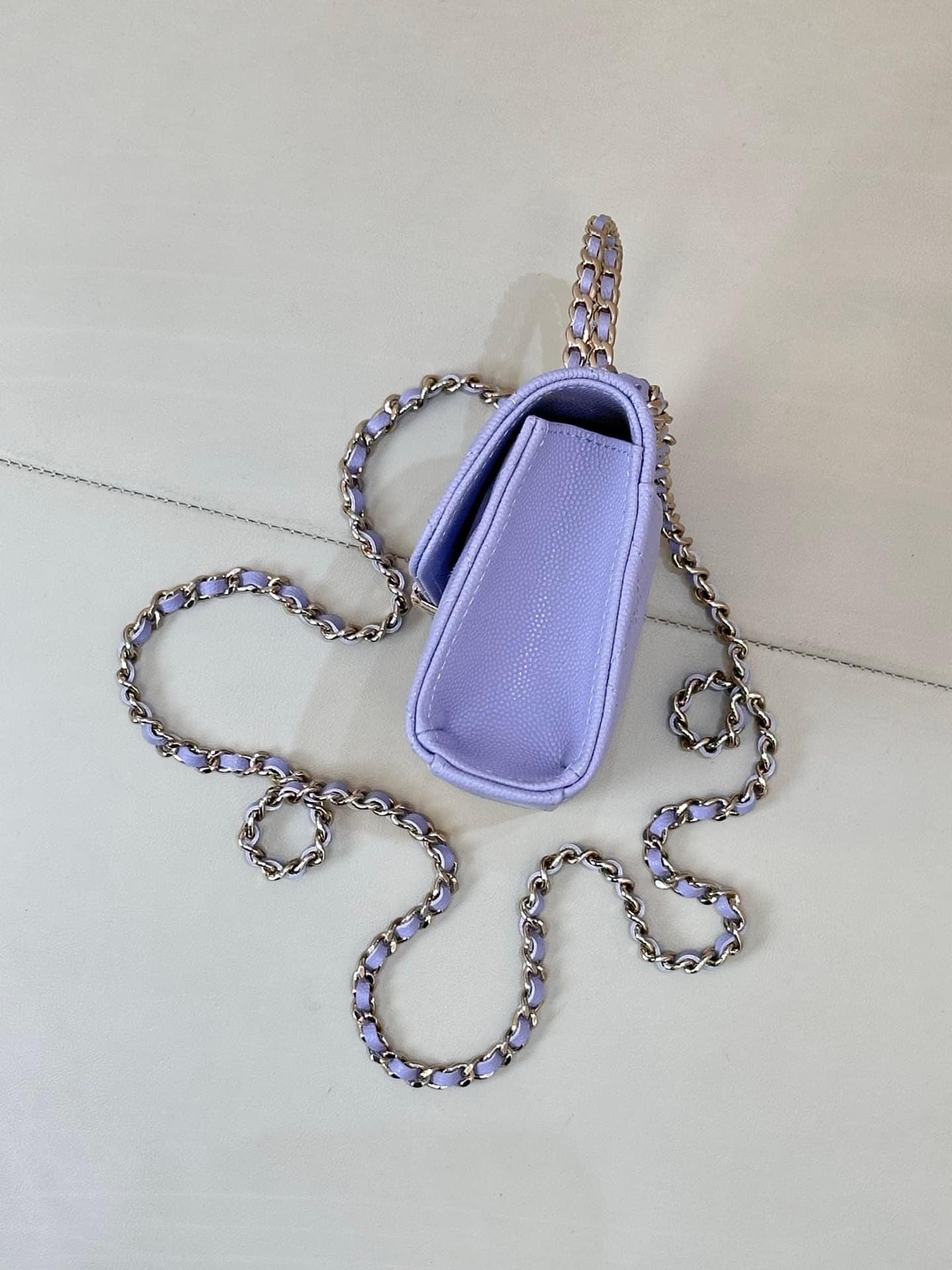 Chanel Clutch with chain Grained Calfskin&Gold-Tone Metal Purple AP3238 TOP