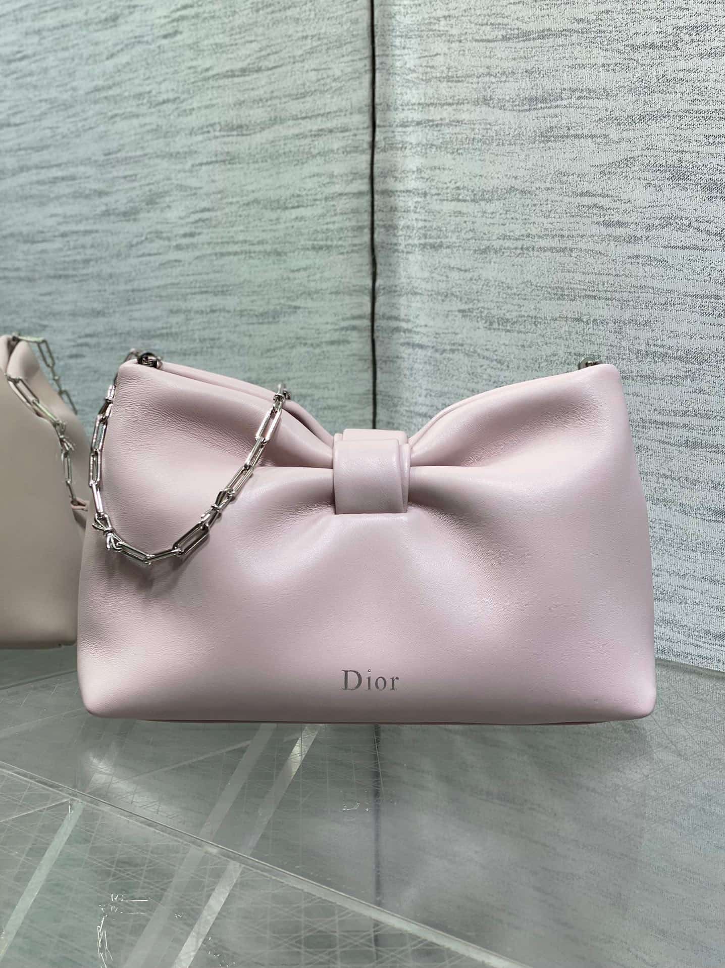 Small Dior Bow Bag Rose Songe Leather High