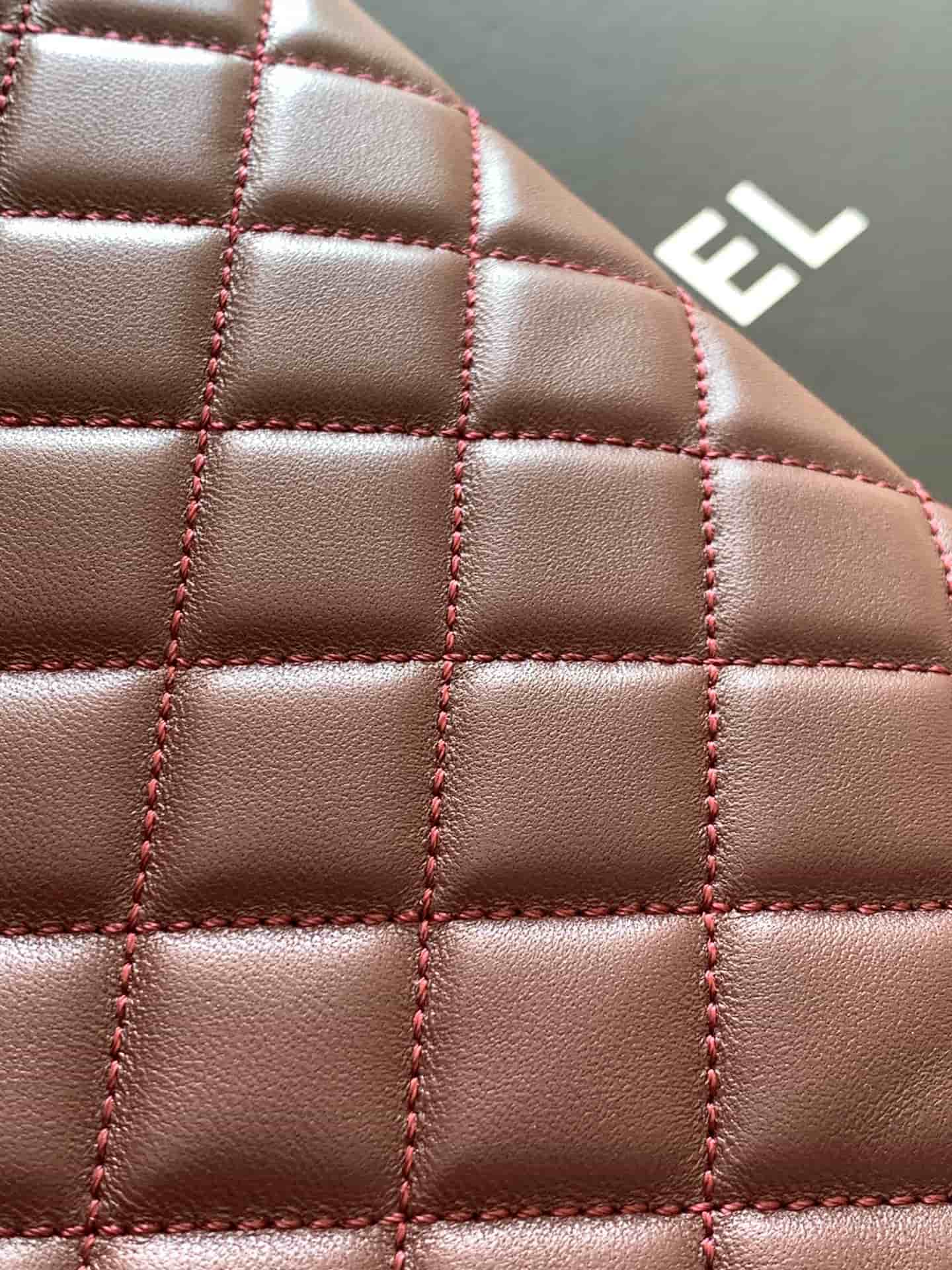 Chanel evening bag AS6045 lambskin & gold-tone metal brown high