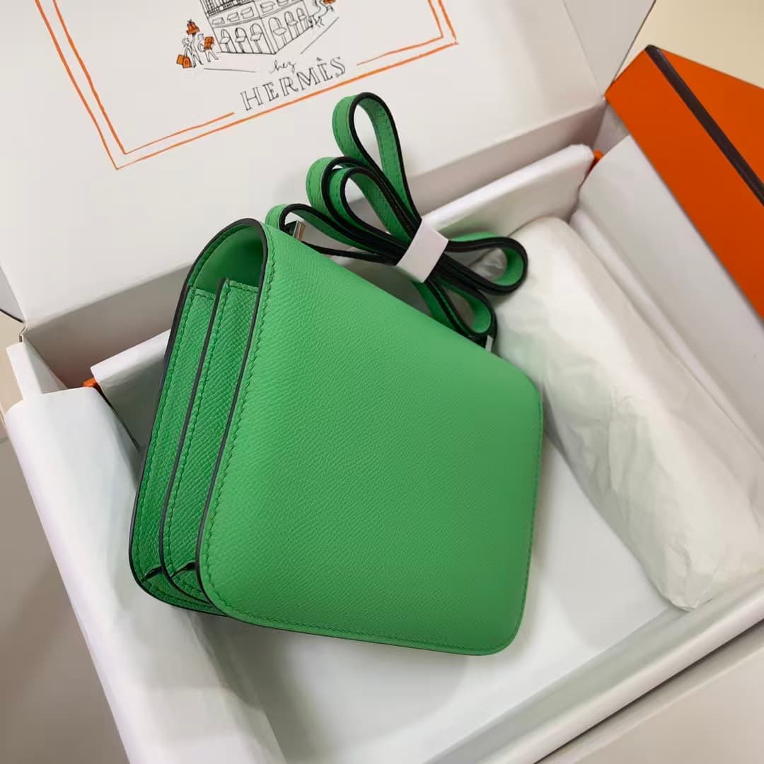 Hermes Mini Constance 18cm Epsom Bag Vert Comics WAX Vert Comics High Customizing Style