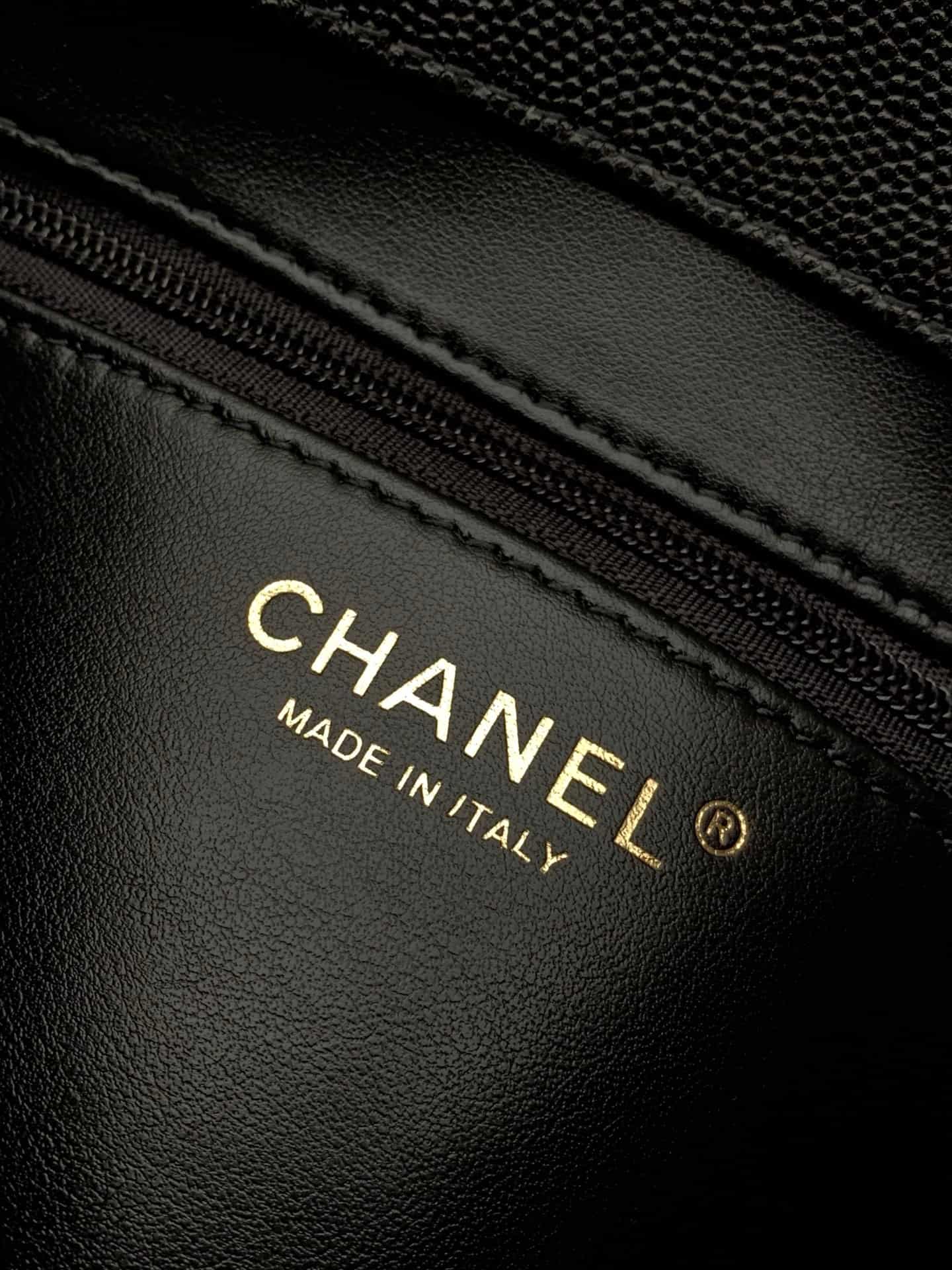 Chanel Small Flap Bag Grained Shiny Calfskin & Gold-Tone Metal AS6130 Black High