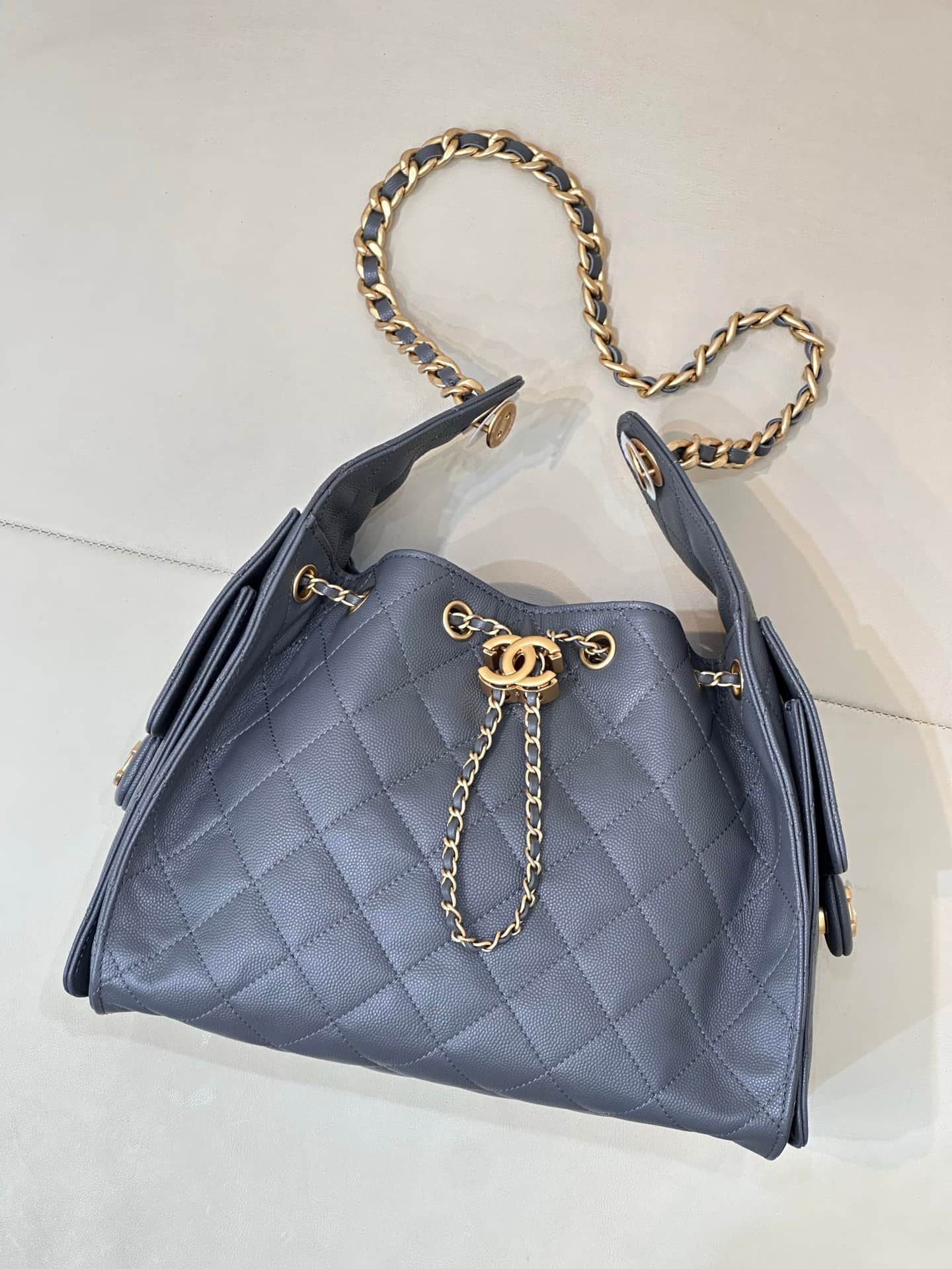 Chanel 25 Small Hobo handbag AS5293 Grained Calfskin & Gold-tone Metal Dark Grey TOP