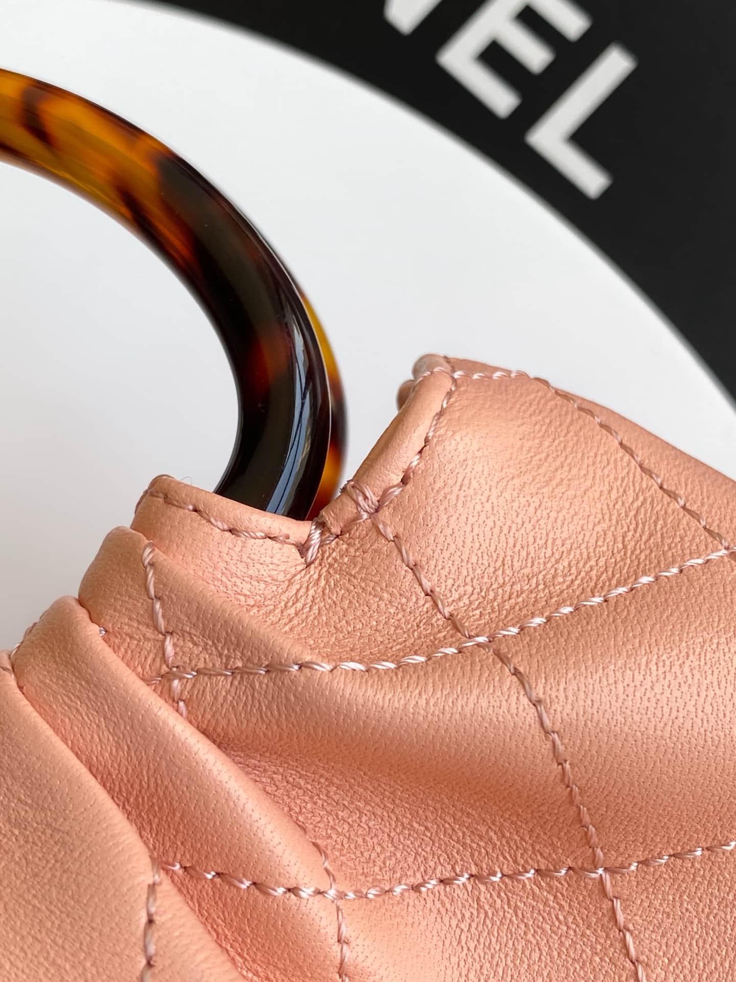 Chanel Mini Hobo Bag Lambskin-Shell Effect Plexi & Gold-Tone Metal Pink AS4981 High