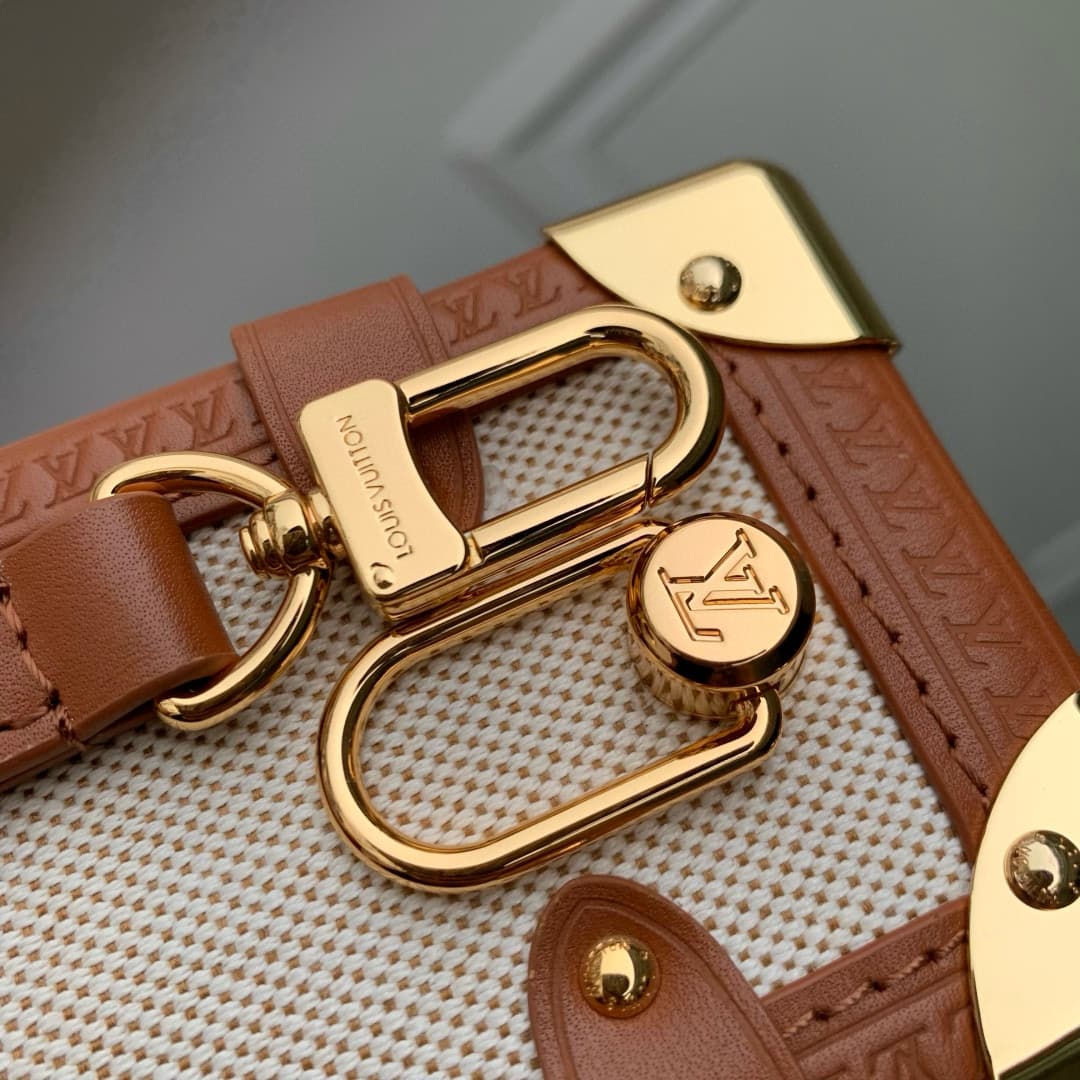 Louis Vuitton Side Trunk MM Ecru/Cognac Cotton and cowhide leather M14411 High