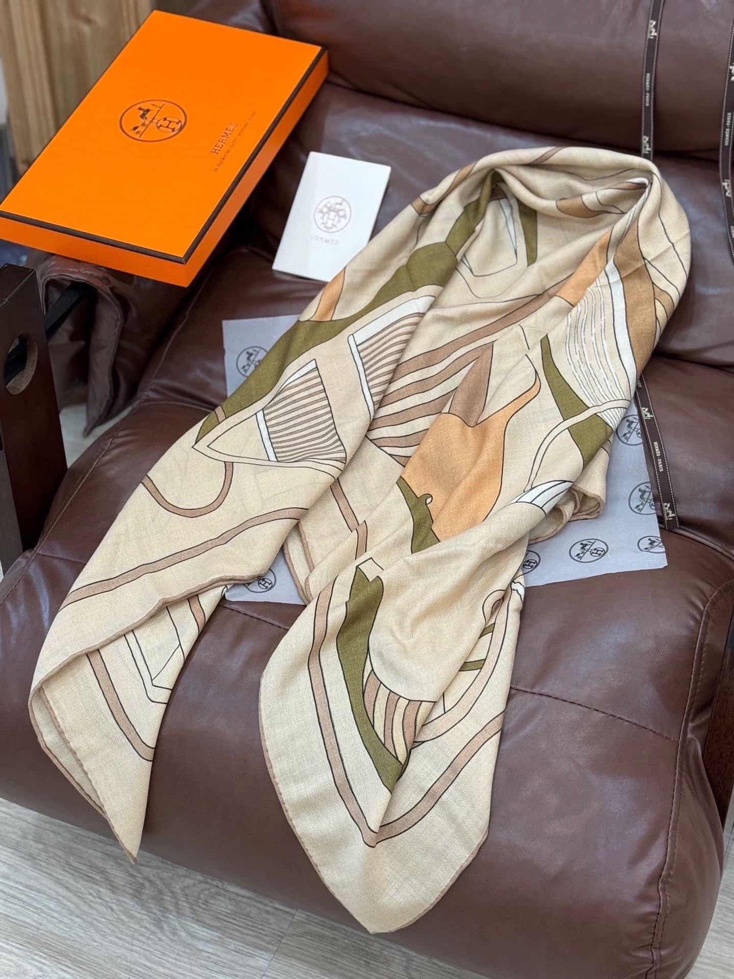 Hermes Thalassa embroidered shawl