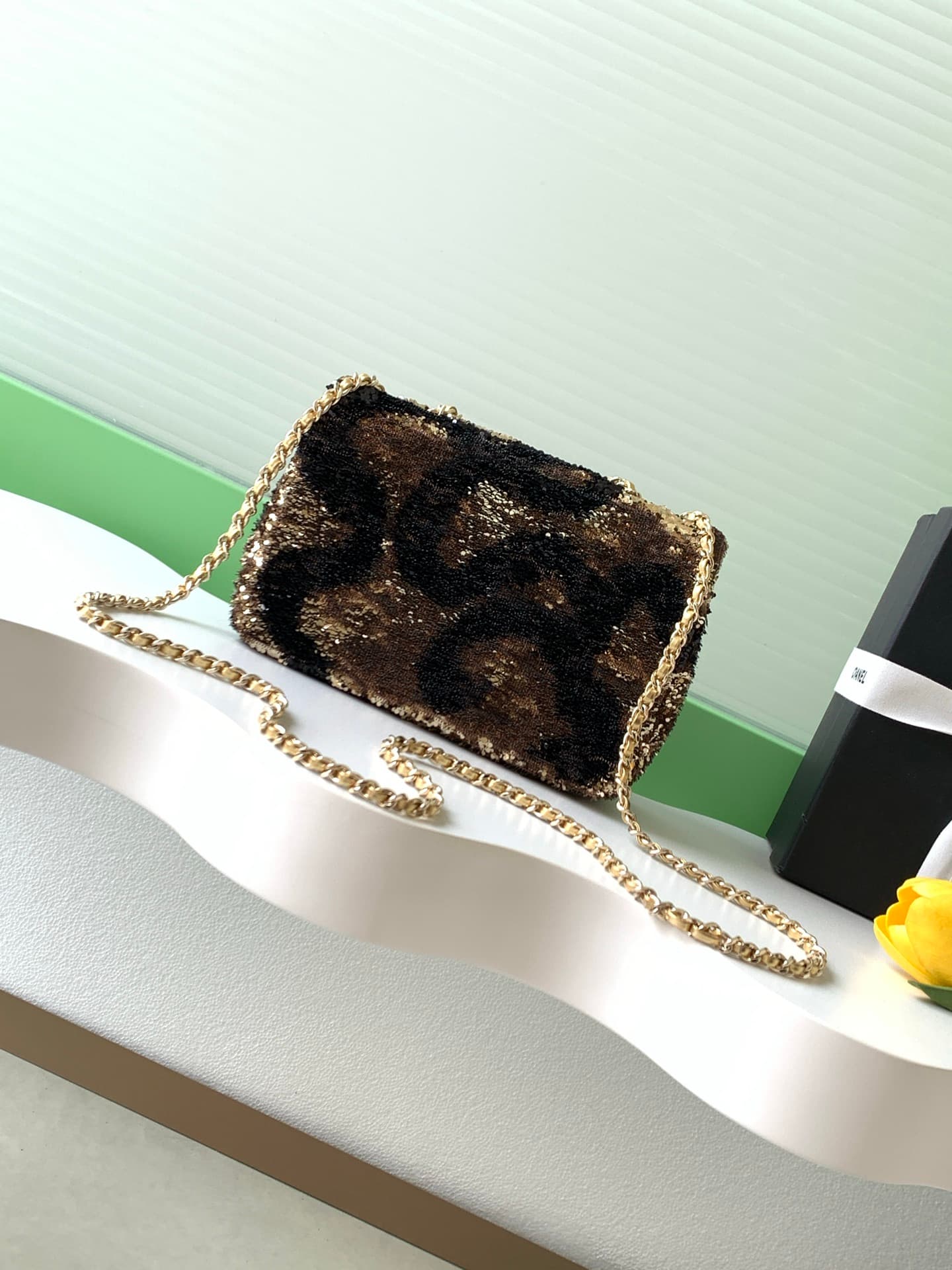 Chanel Flap Bag Sequins & Gold-Tone Metal AS4561  A