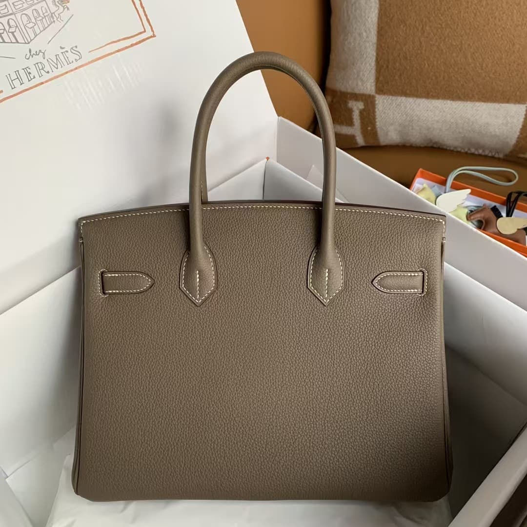 Hermes Birkin 25/30/35cm Bag Togo Leather With Veins WAX High Etoupe Customizing Style