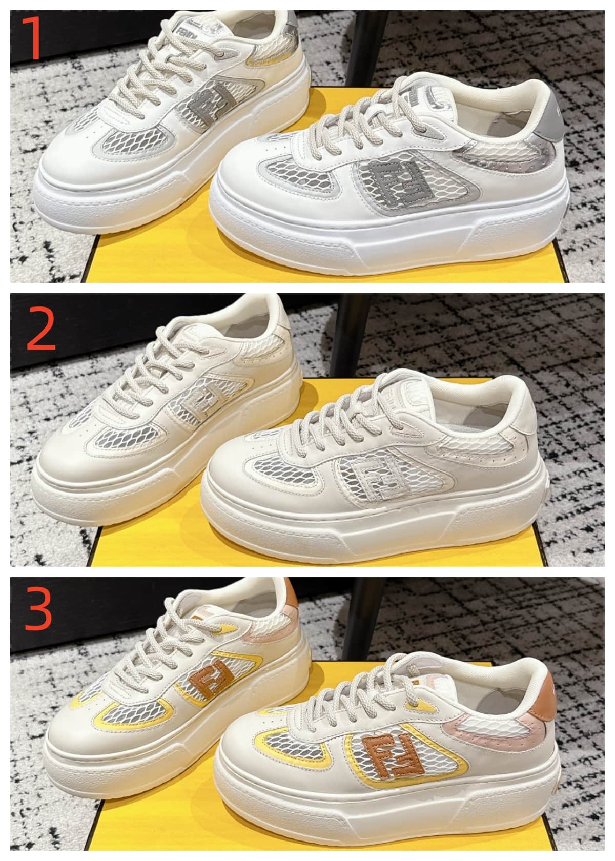 Fendi Match Leather Sneaker shoes Women