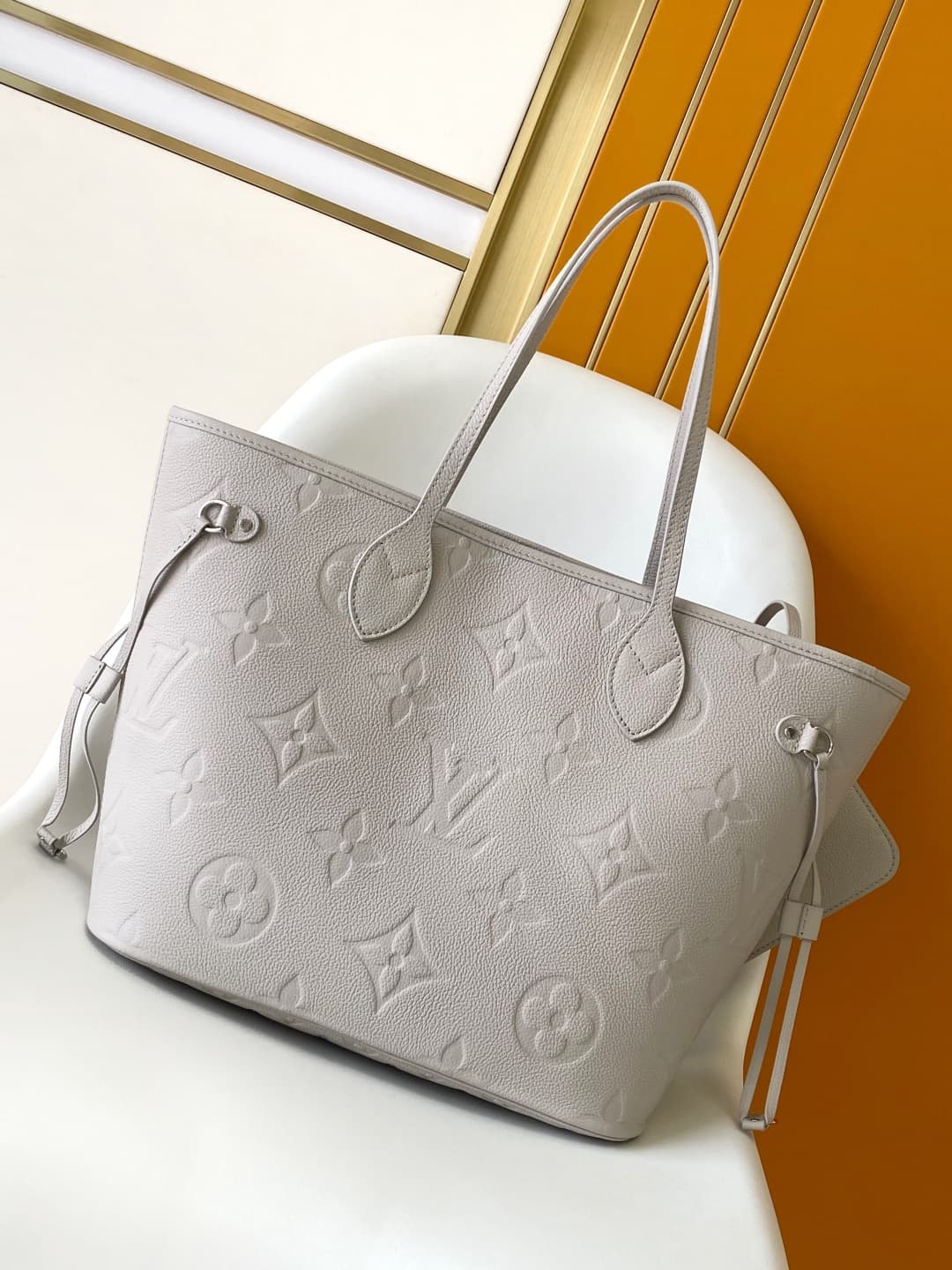 Louis Vuitton Neverfull MM Monogram Empreinte Leather M13758 Brume Gray High
