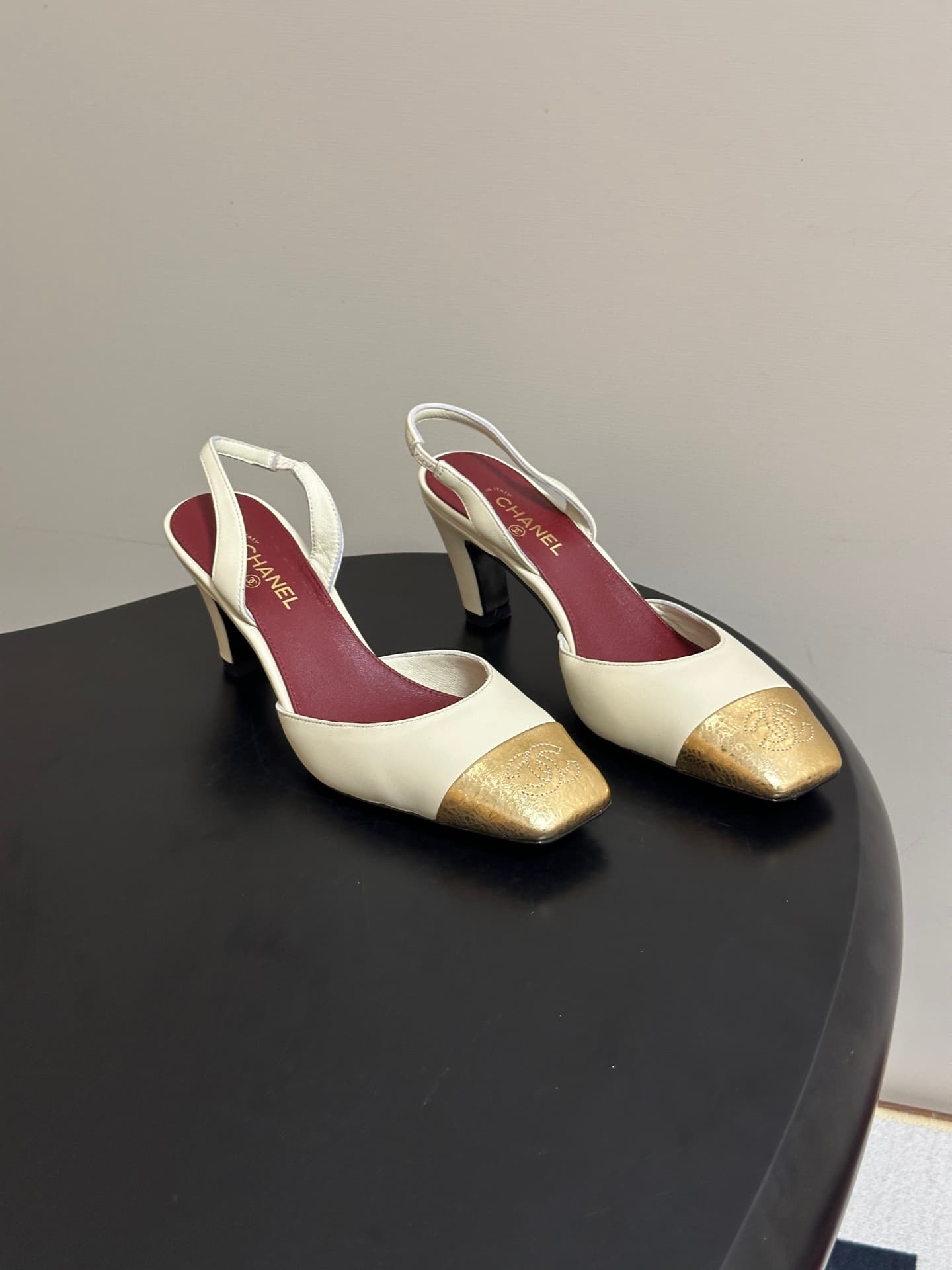 Chanel Two-tone Leather Slingback Heels