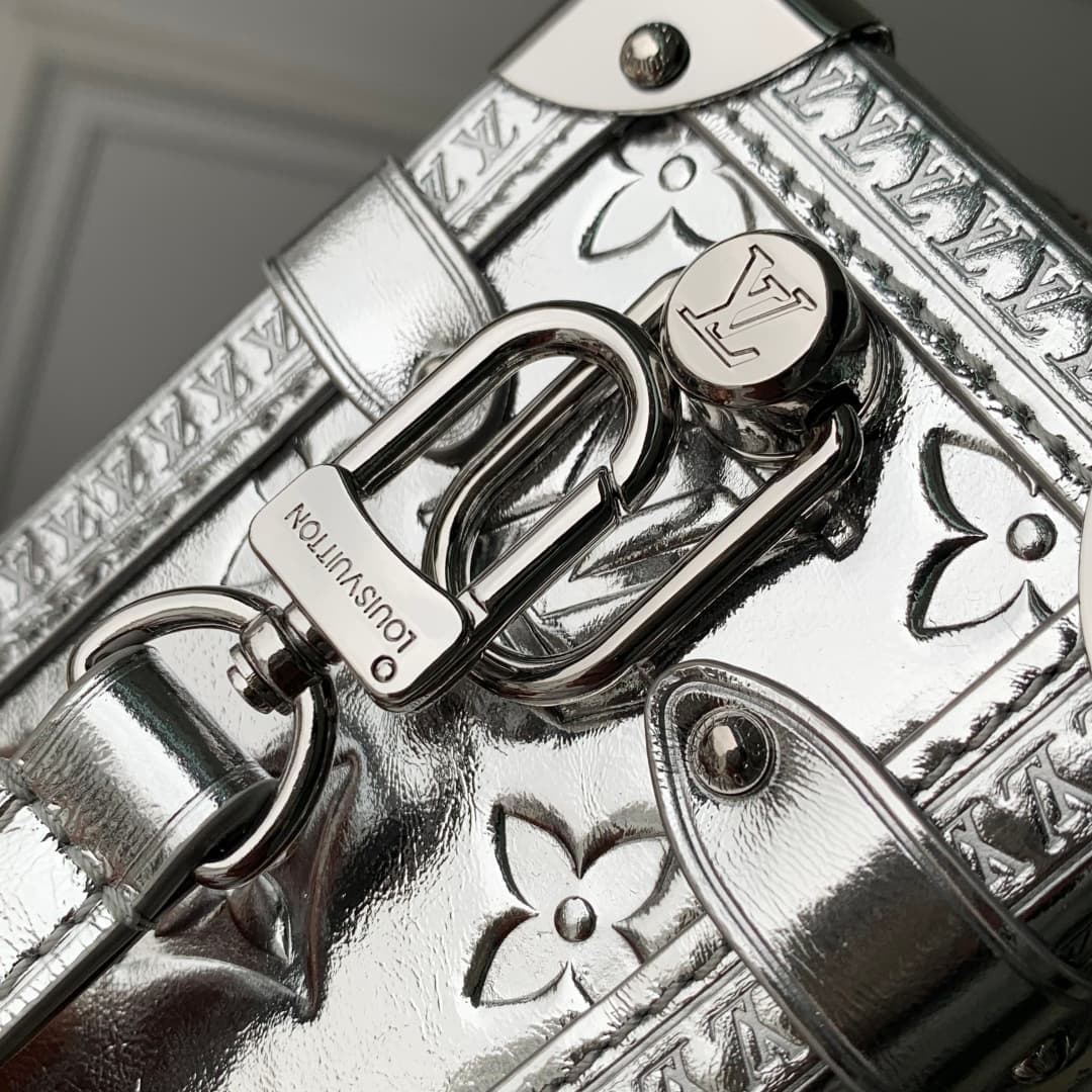 Louis Vuitton Side Trunk bag in silver Monogram Miroir leather M26223 High
