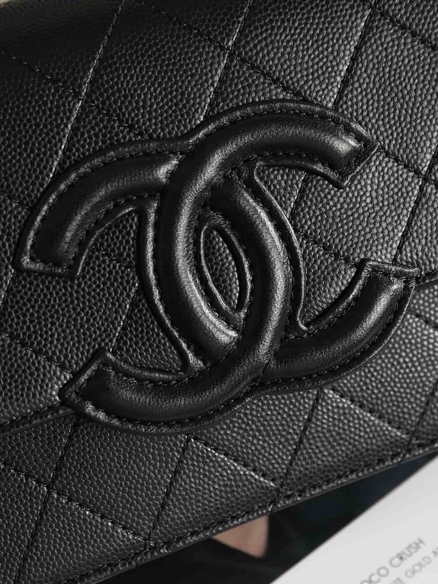 Chanel Wallet on Chain Shiny Grained Calfskin Lambskin & Gold-Tone Metal Black AP5455 A