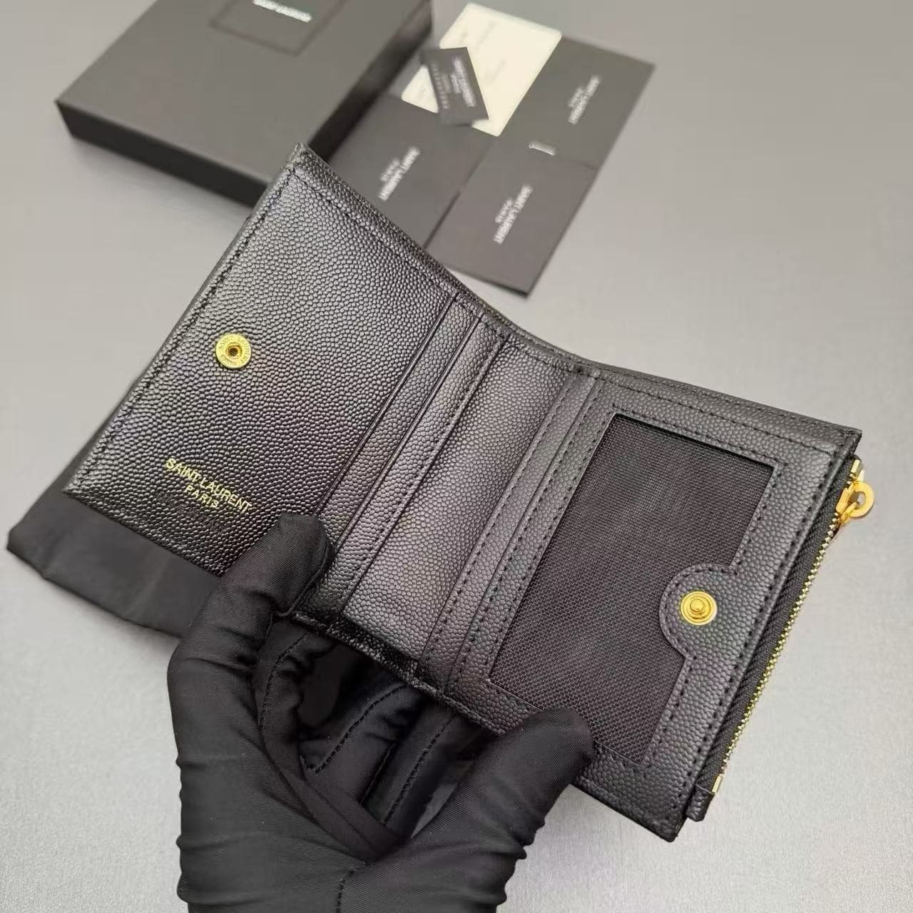 MONOGRAM ZIPPED CARD CASE IN GRAIN DE POUDRE EMBOSSED LEATHER High