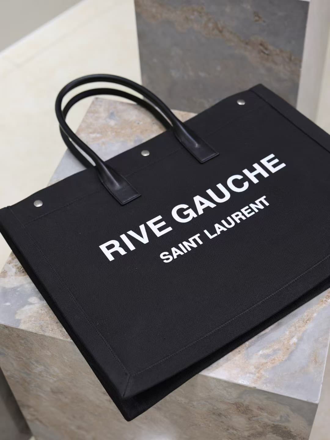 RIVE GAUCHE TOTE BAG IN CANVAS AND LEATHER High