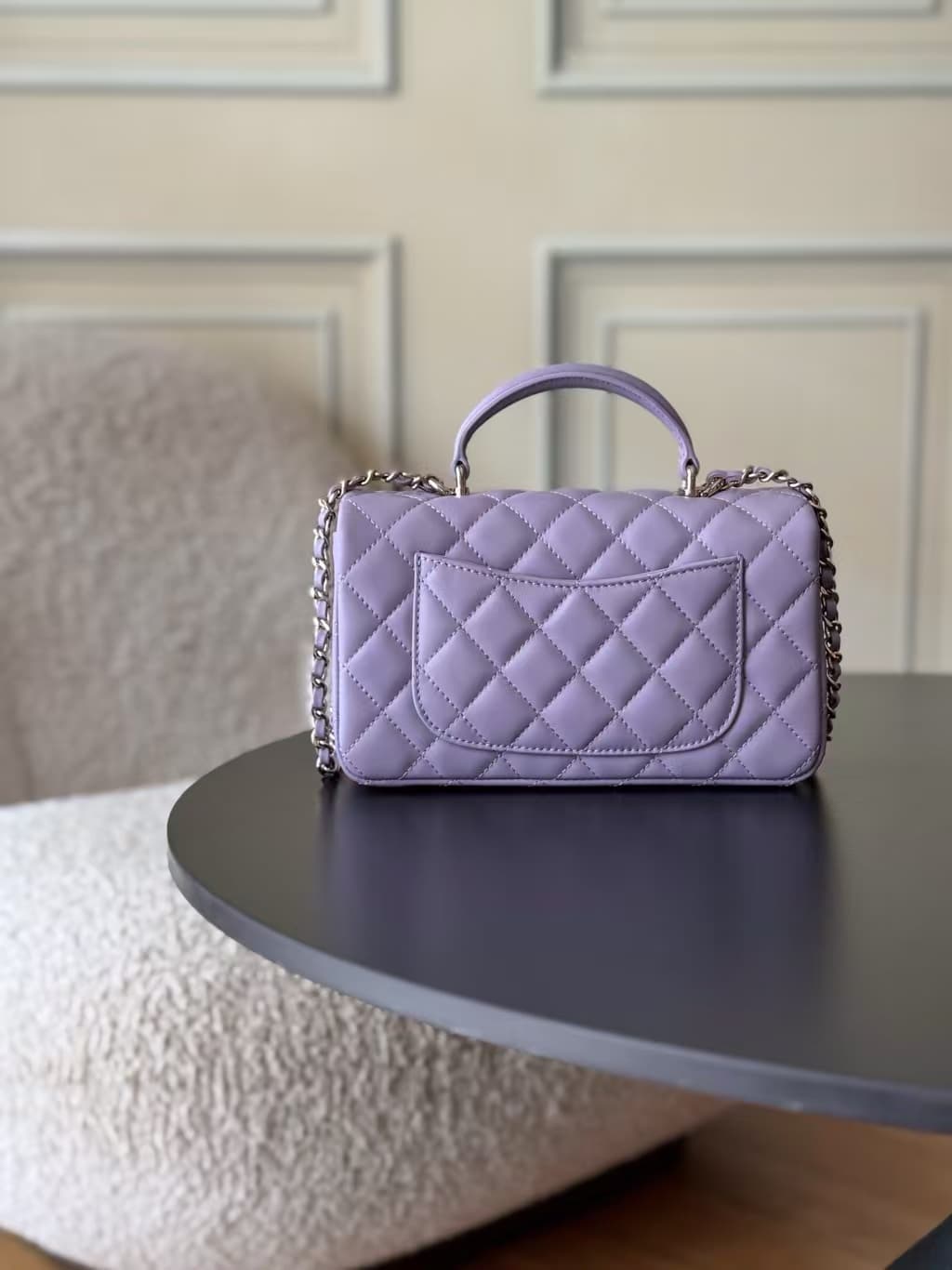Chanel Mini Classic Handbag Lambskin & Gold-Tone Metal AS2431 Purple TOP