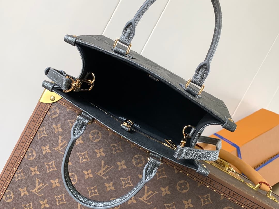 Louis Vuitton OnTheGo PM Gun metal Embossed grained cowhide leather M12886 High
