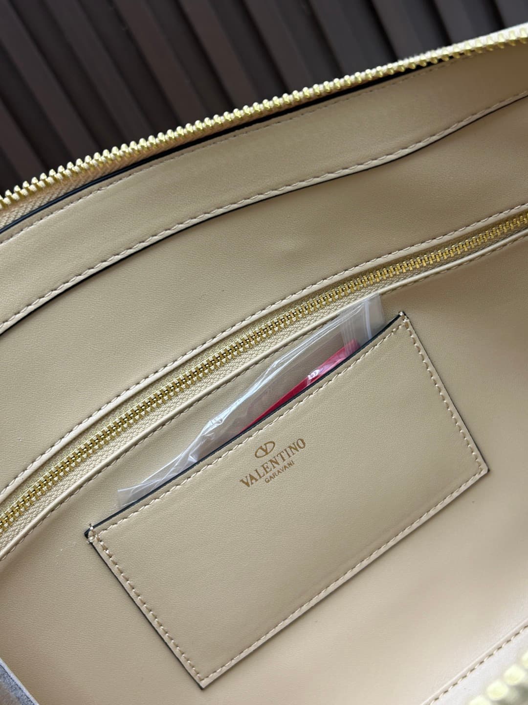Valentino VLogo Garavani Panthea Shoulder Bag Beige Leather Mid