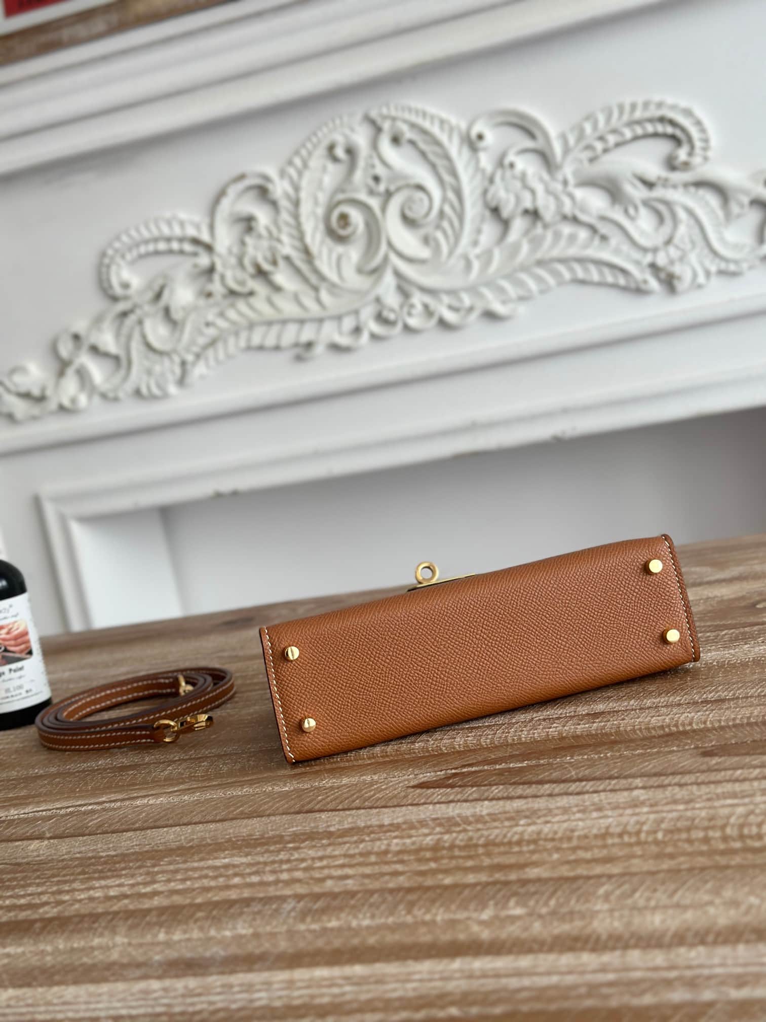Hermes Kelly Mini II Bag Epsom Leather WAX Sesame High