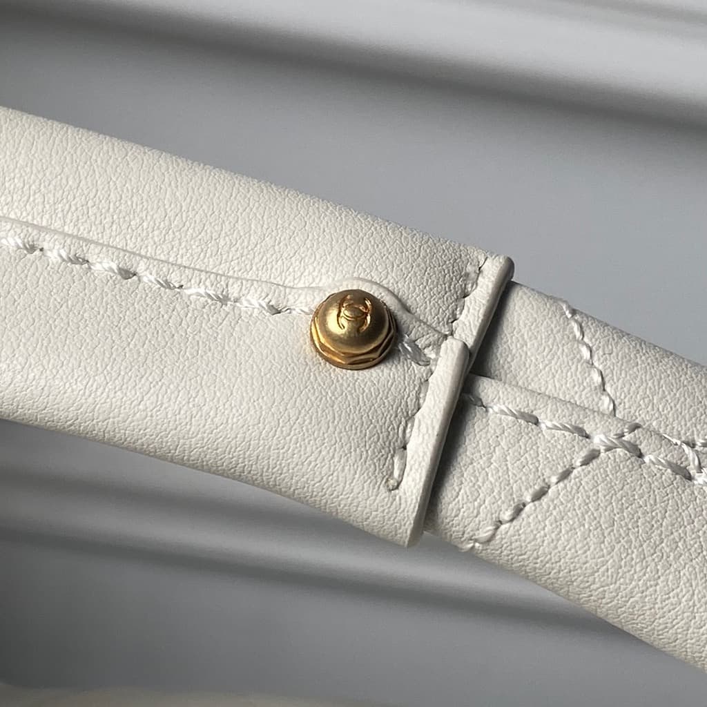 Chanel Hobo Handbag Calfskin & Gold-Tone Metal AS5967 White A