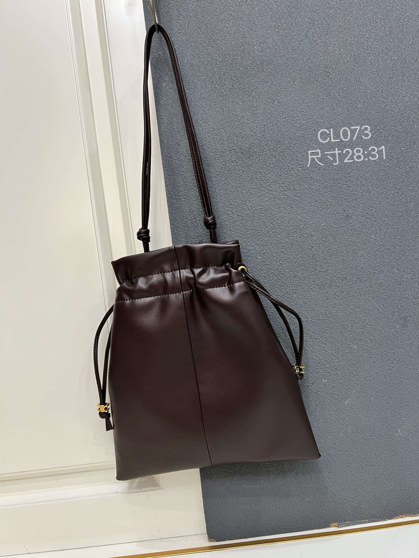 Celine SMALL CRYSTAL POUCH IN LAMBSKIN Dark Brown High