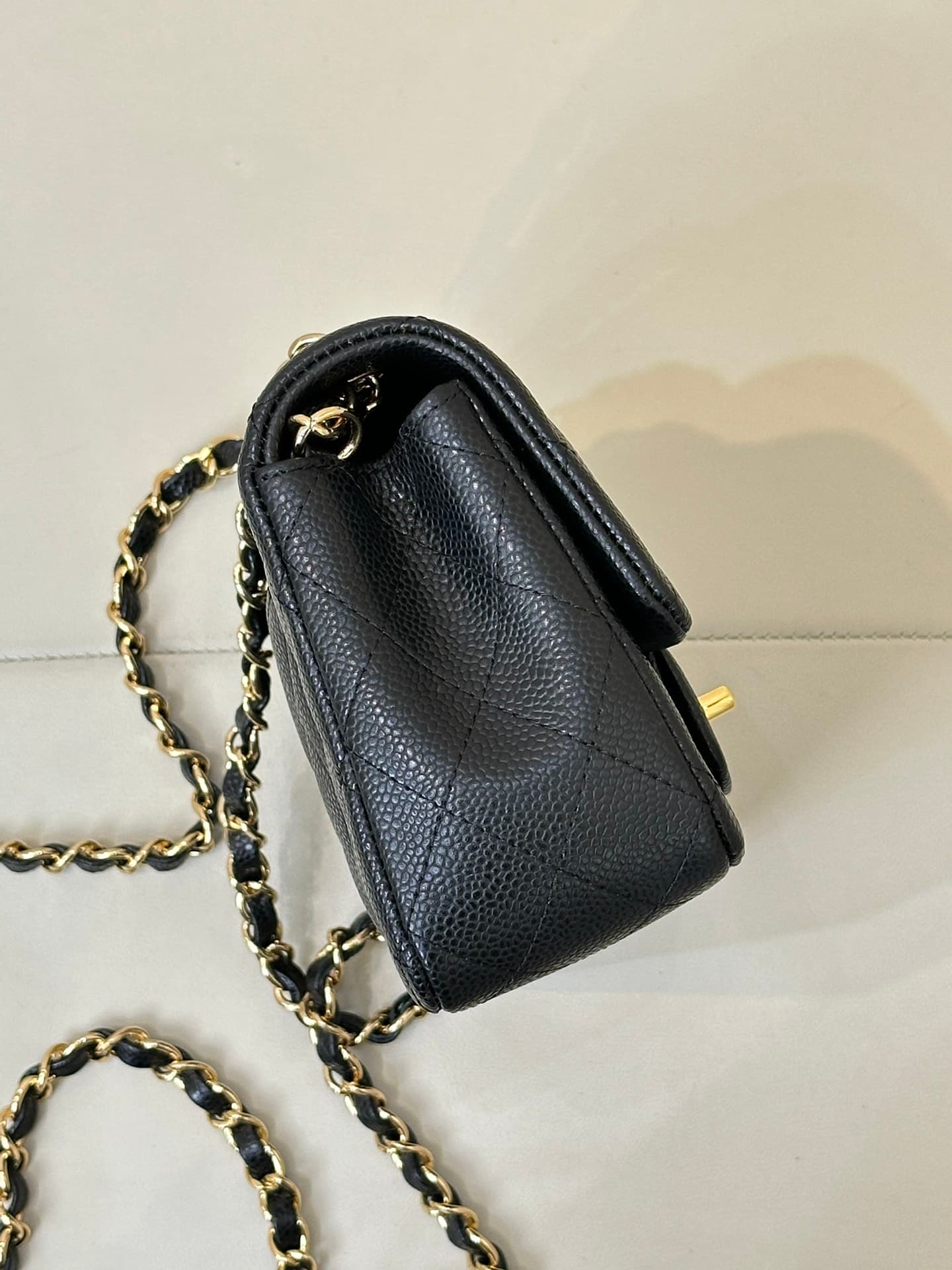 CHANEL Mini Classic Handbag Grained Calfskin & Gold-tone Metal A69900 Black TOP