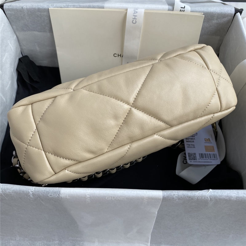 Chanel 19 Flap Bag Lambskin Beige High