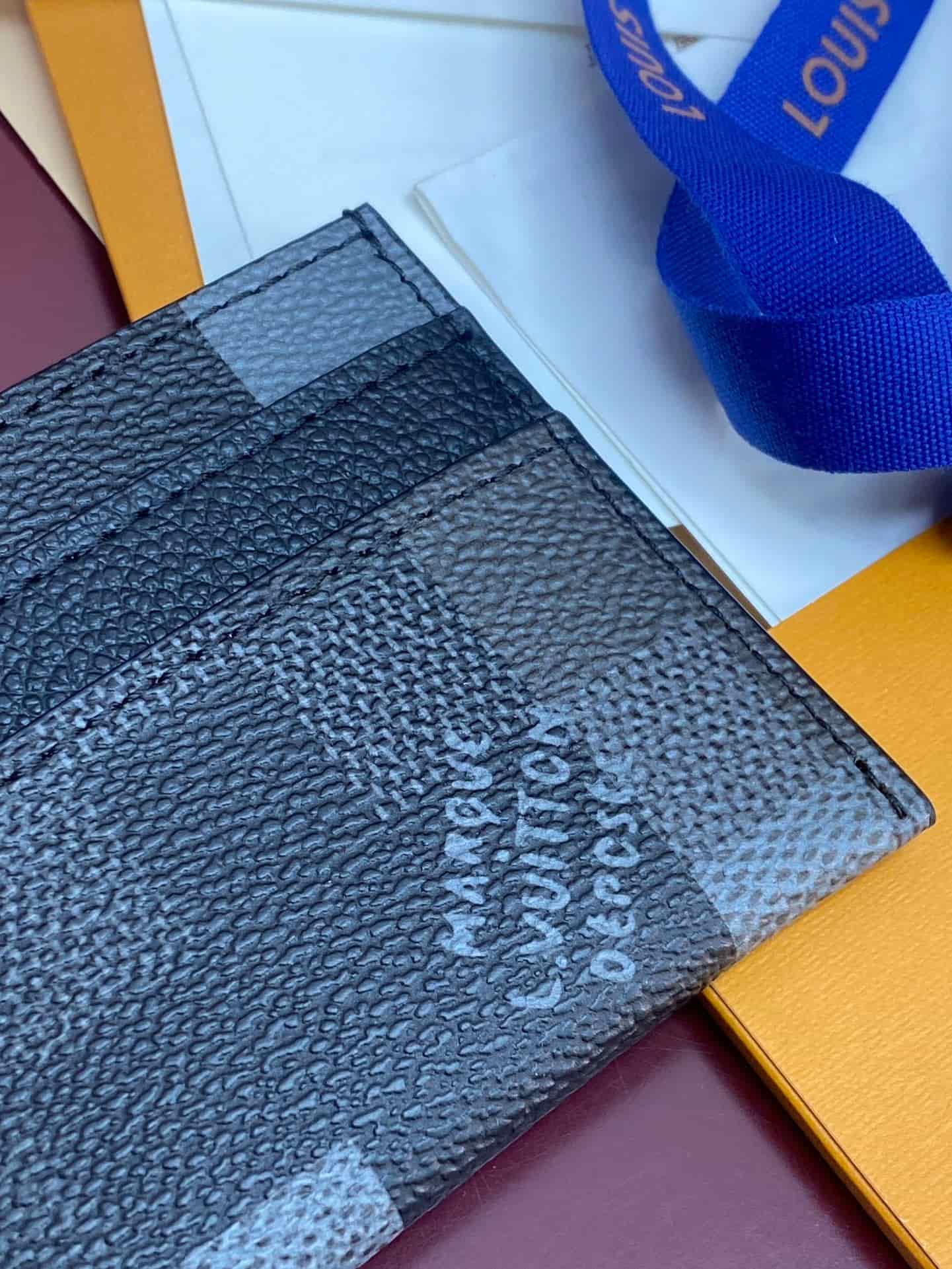 Louis Vuitton Double Card Holder Damoflage Black coated canvas M14929 High