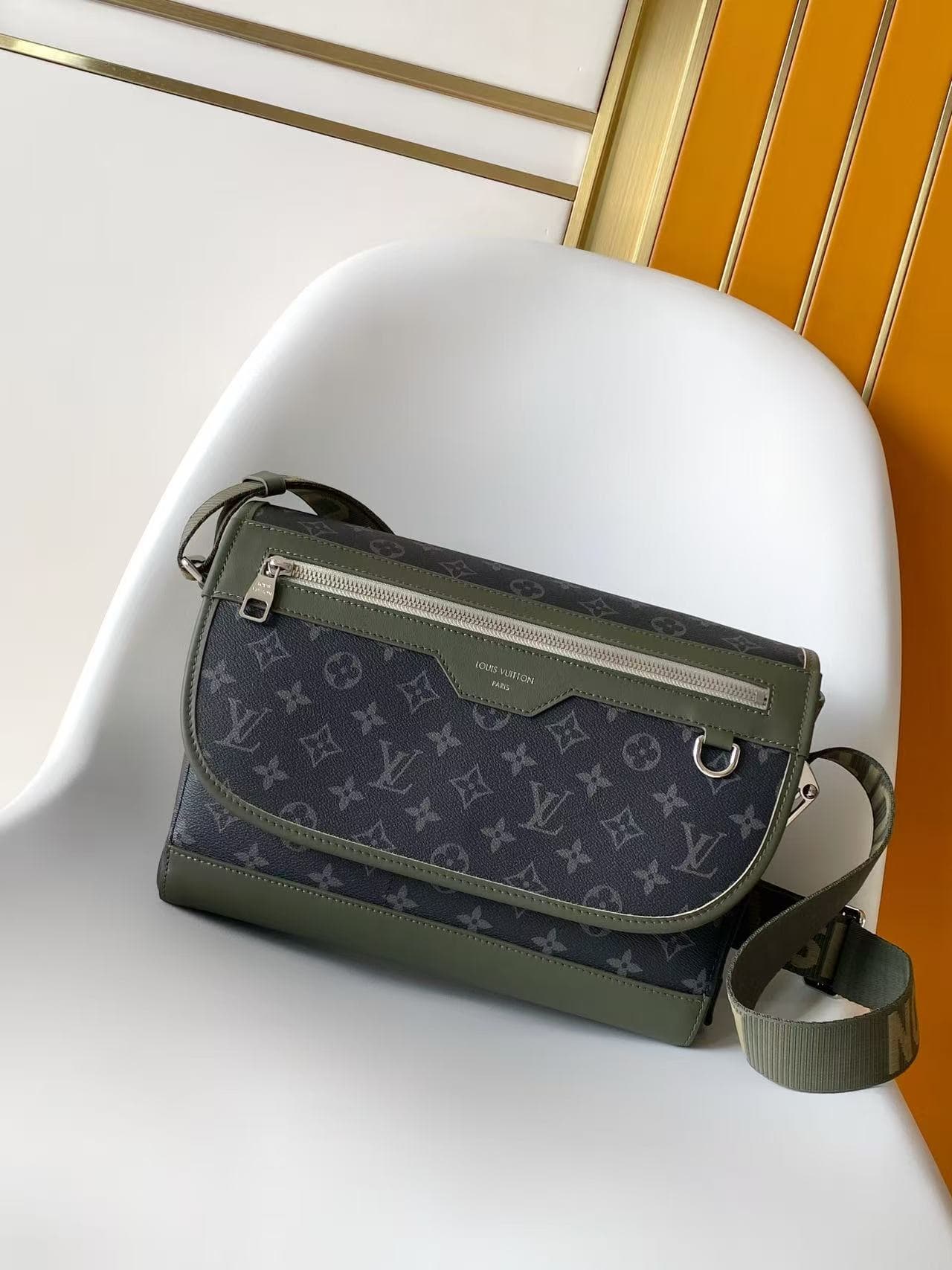 Louis Vuitton Courrier Messenger Khaki Green Monogram Eclipse coated canvas M28629 High