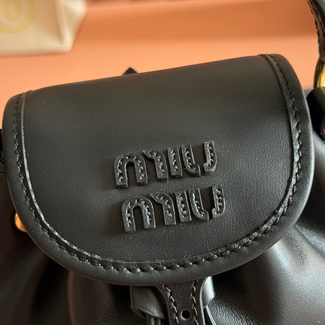 Miu Miu Calfskin Leather backpack Black 5BZ045 High