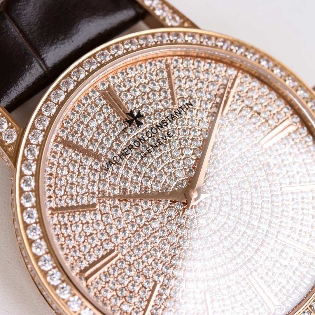 Vacheron Constantin Traditionnelle Watch with Rose Gold  Paved Diamonds TOP