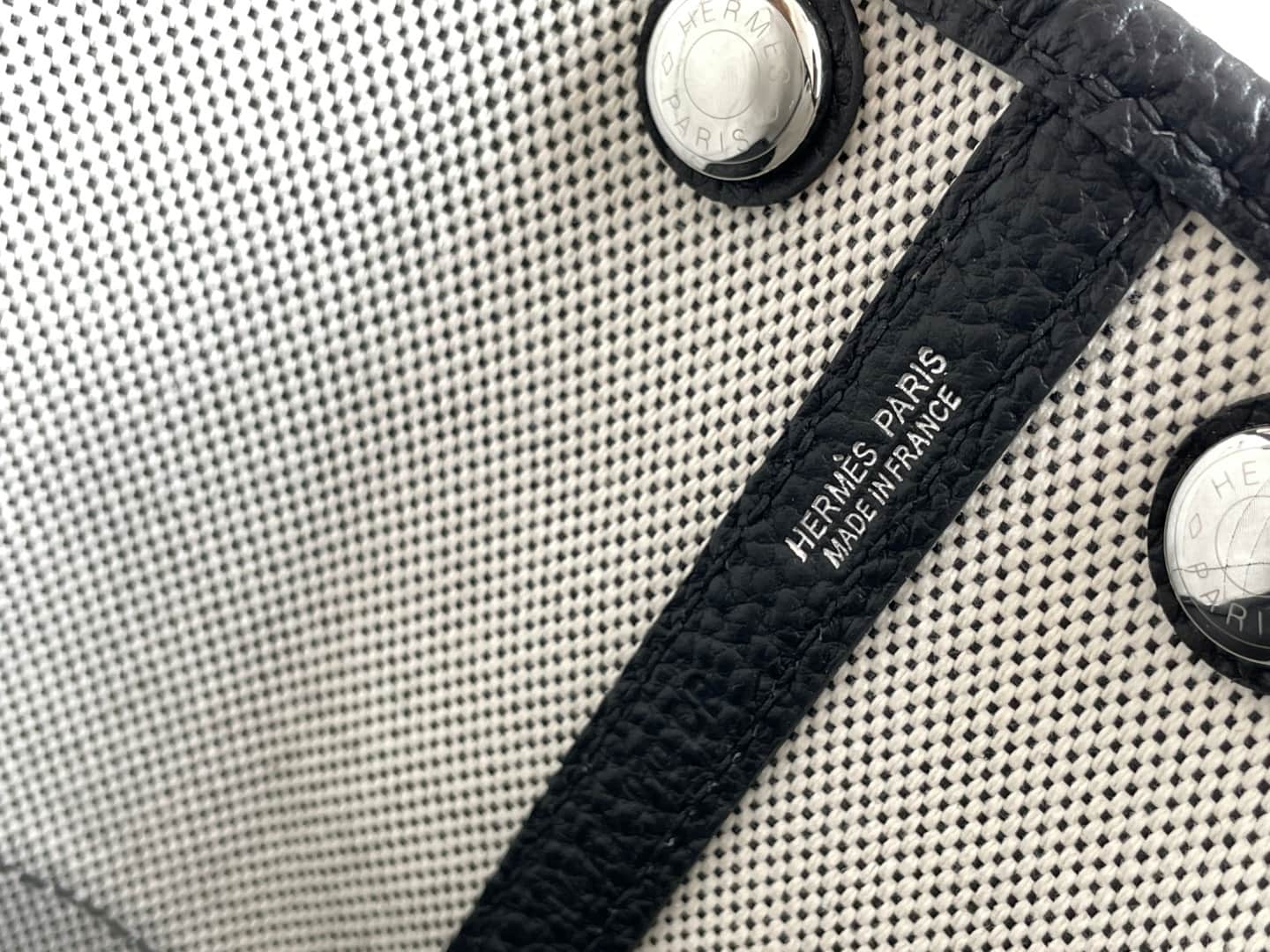 Hermes Garden Party 23 bag in Black Togo Leather With Canvas WAX High