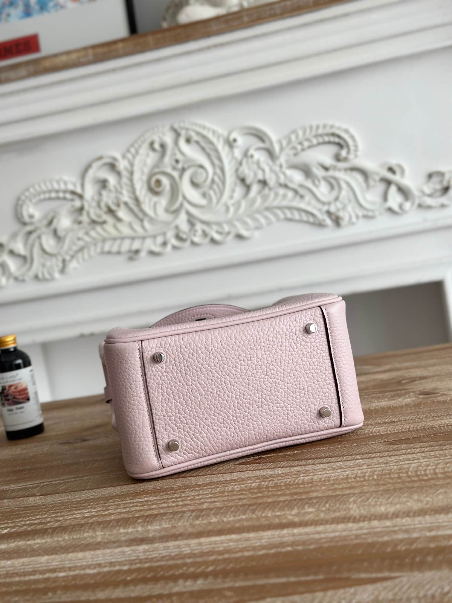 Hermes Lindy Mini Bag Clemence Leather In Rose Sheherazade WAX High