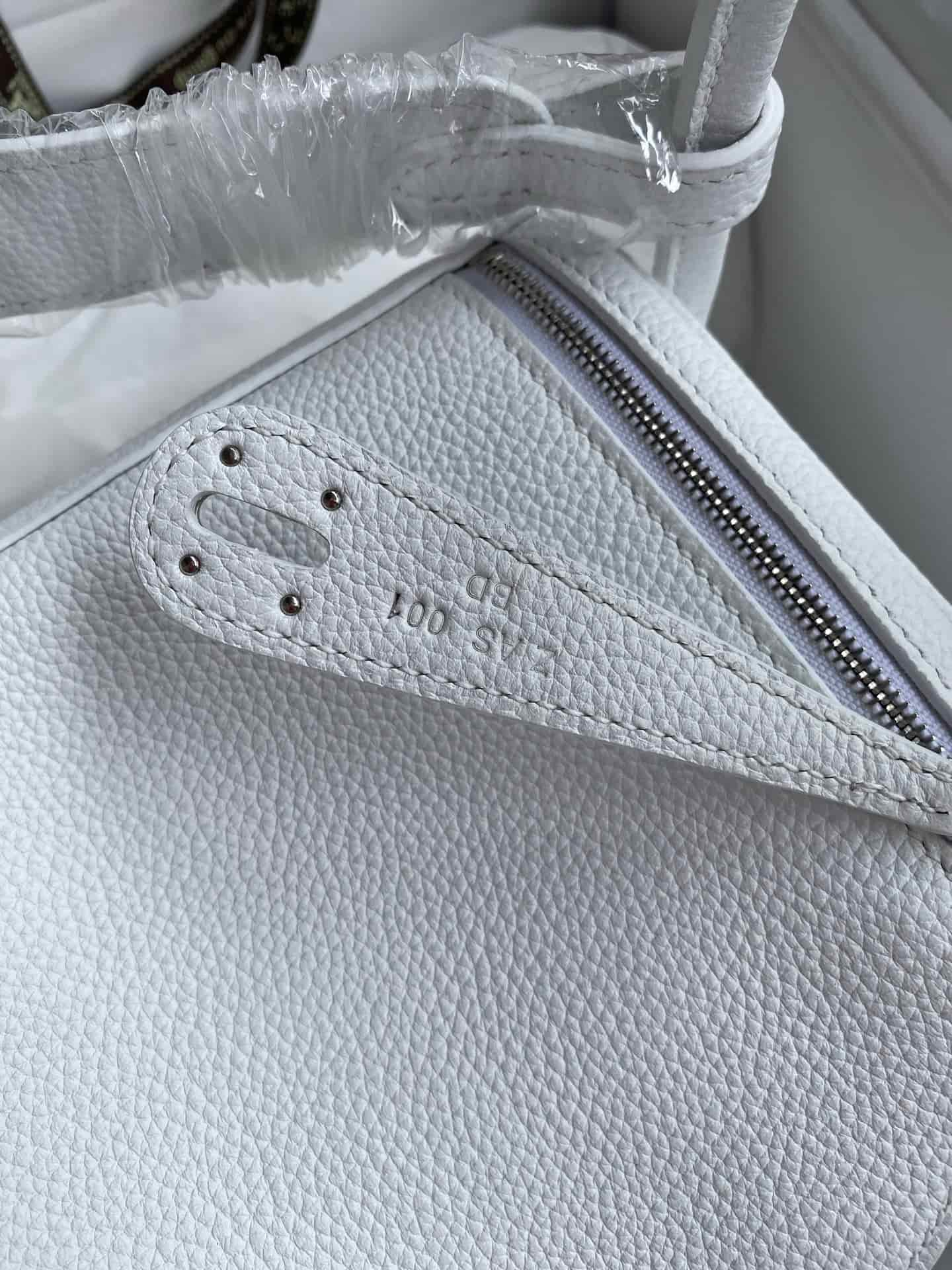 Hermes Lindy 19/26cm Bag Clemence Leather In Blanc Silver-Metal WAX High Customizing Style