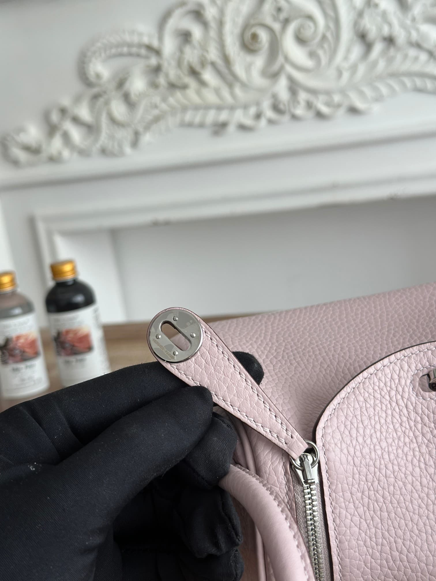 Hermes Lindy Mini Bag Clemence Leather In Rose Sheherazade WAX High