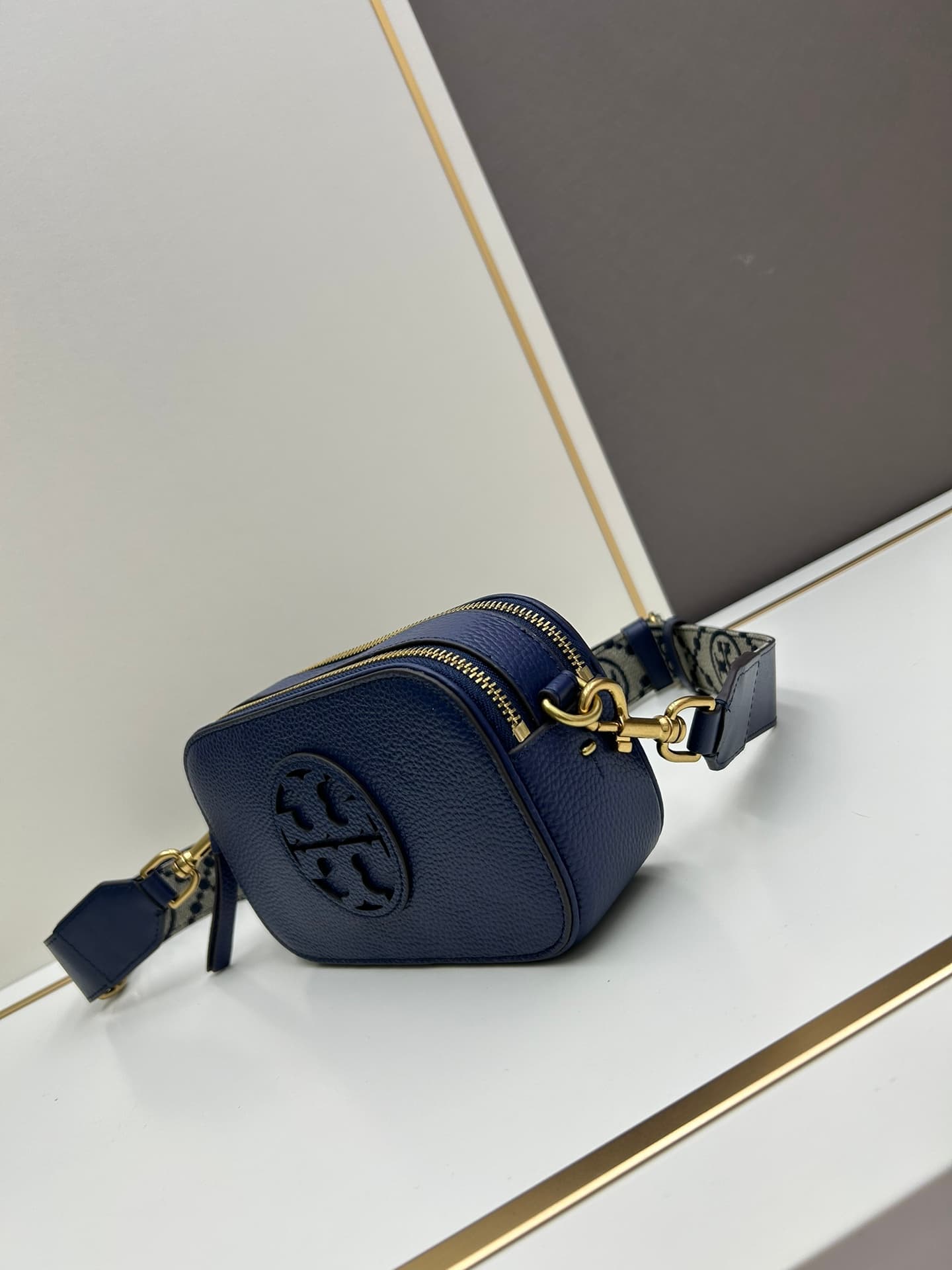Tory Burch Mini Miller Crossbody Bag Blue Leather High