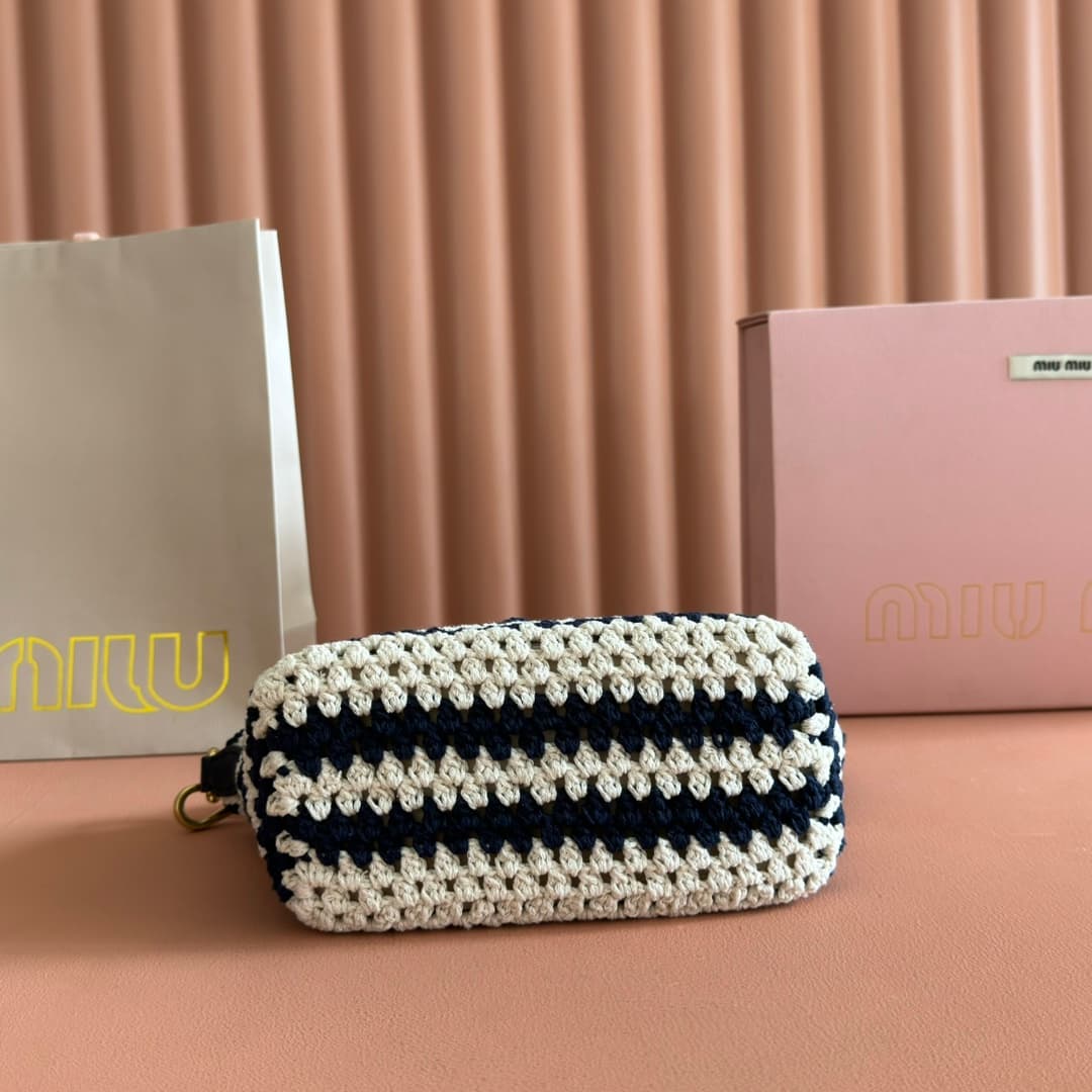 Miu Miu Stripe Crochet Cotton Pouch 5NE841 High