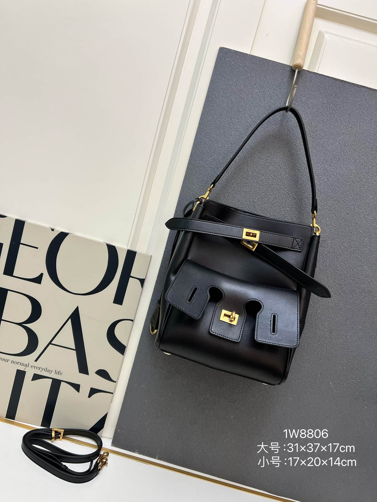 Balenciaga Bel Air Carry All Bag in balck leather gold hardware 1W8806 High