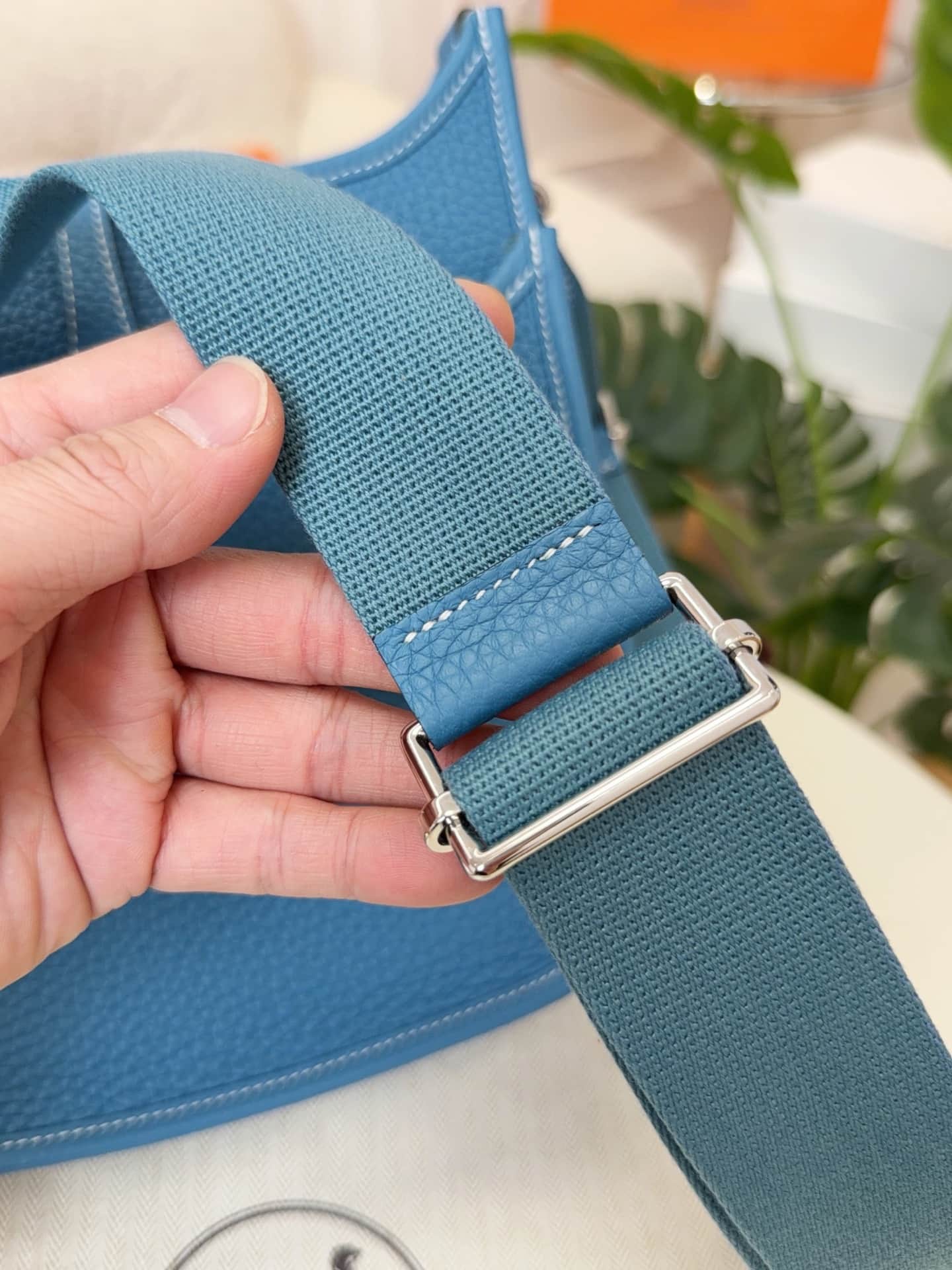 Hermes Evelyne Mini 23 Bag Calfskin In Denim Fonce WAX High