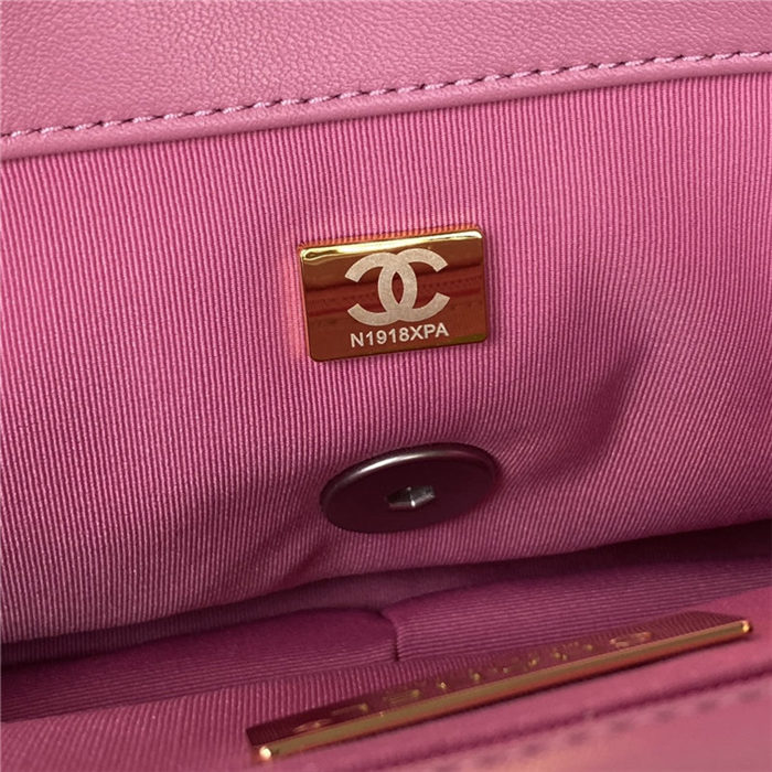 Chanel 19 Flap Bag Lambskin Dark Pink Silver High