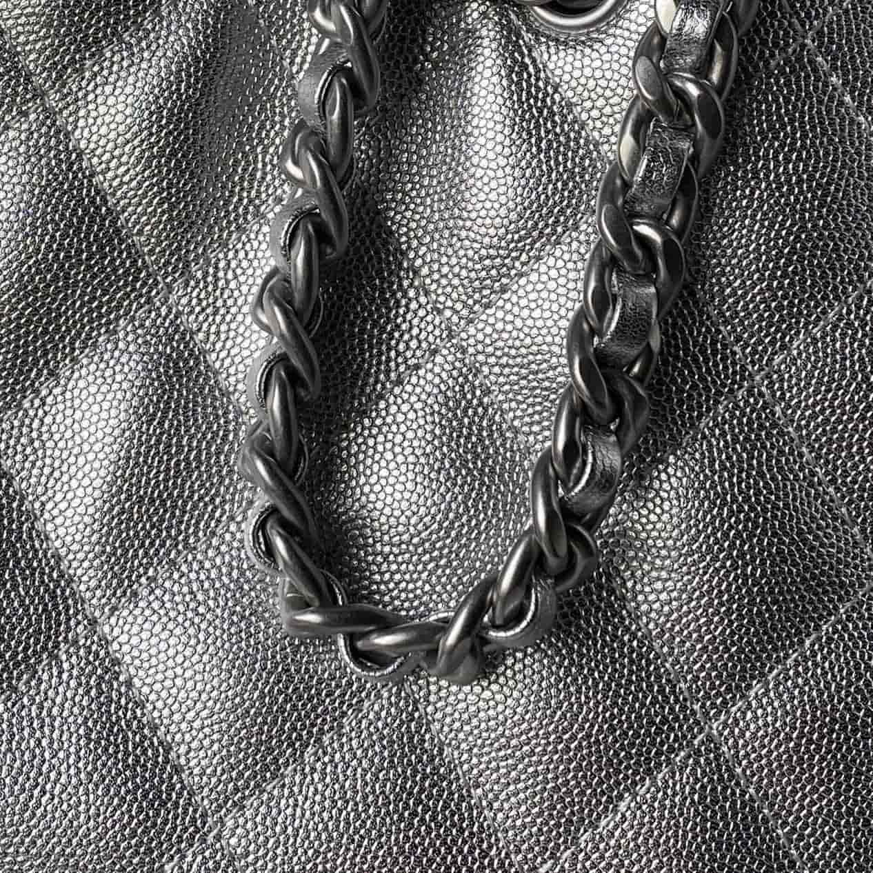 Chanel 25 Small Hobo handbag AS5293 Grained Calfskin &Silver-Tone Metal Silver A