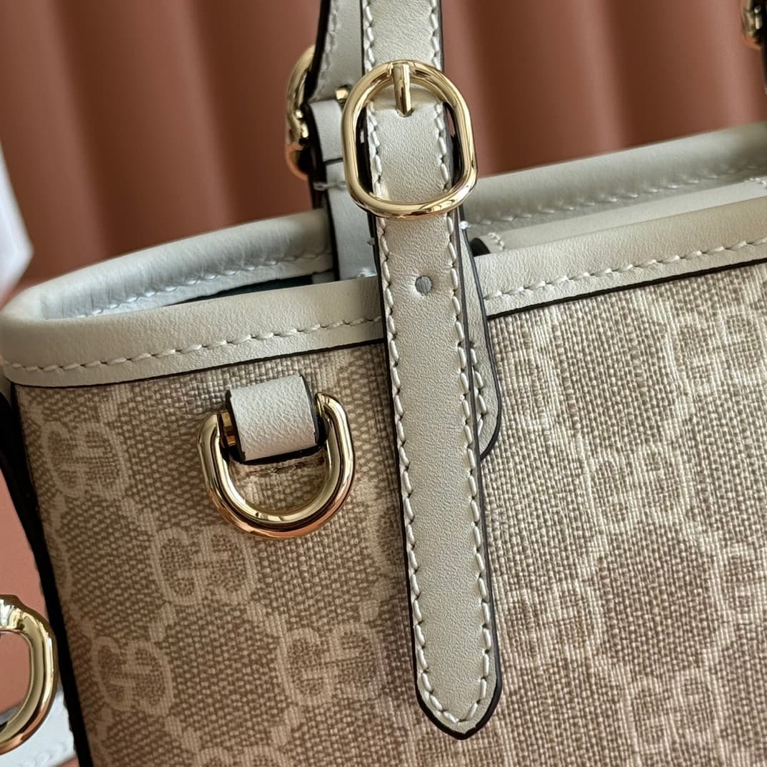 Gucci GG Emblem mini bag beige and white GG fabric 855491 High