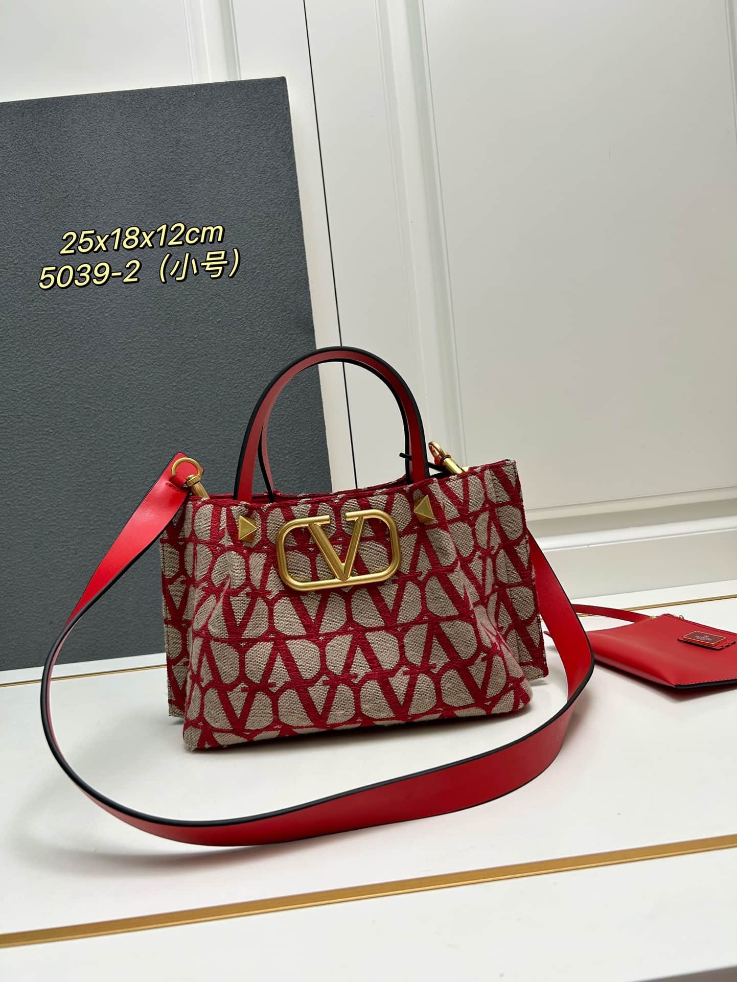 Valentino Garavani VLogo Signature Toile Iconographe Tote Bag Red Mid