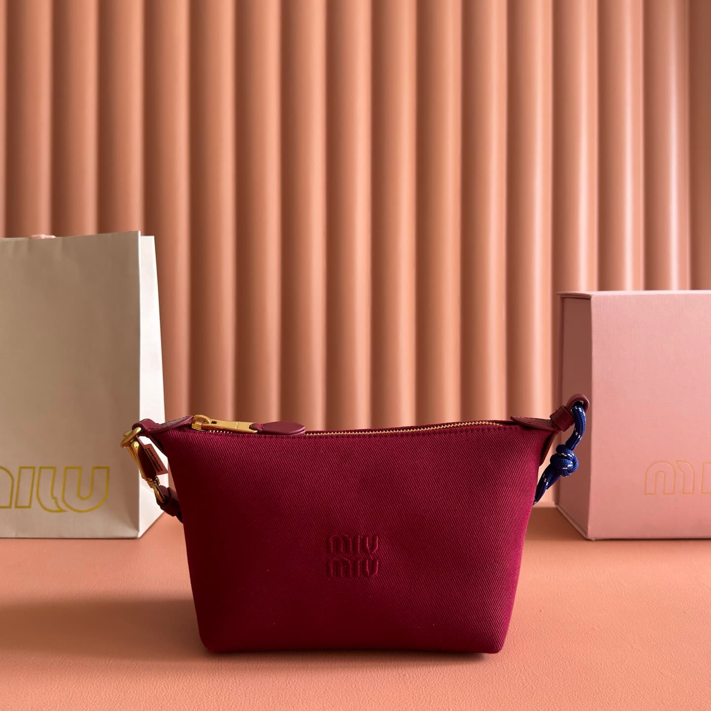 Miu Miu Gabardine pouch Cherry/Baltic Blue 5NE841 High