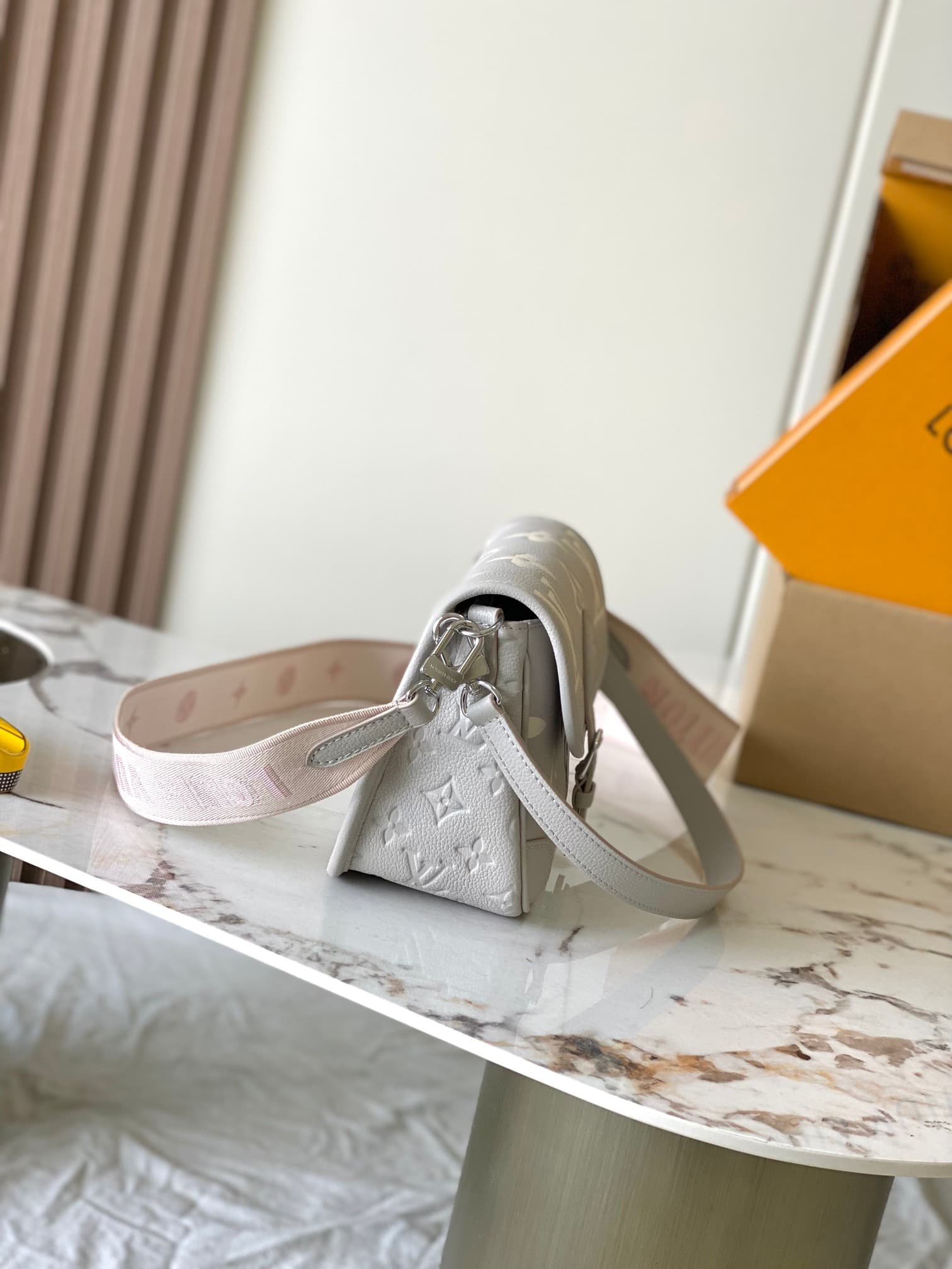 Louis Vuitton Diane Monogram Empreinte Leather M14214 Gray/Quartz Pink/Beige TOP