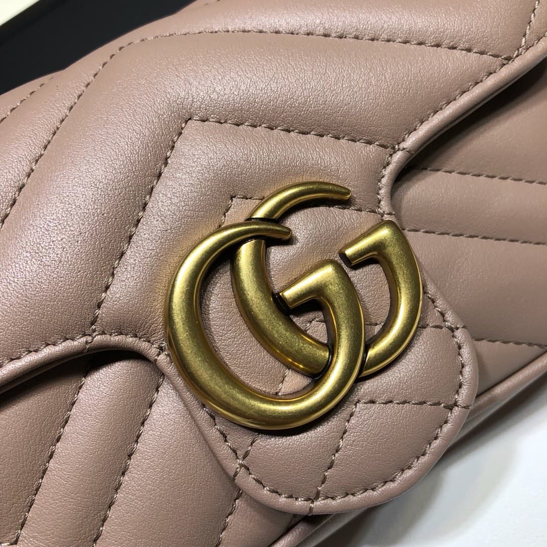 GG MARMONT MATELASSÉ SUPER MINI BAG 476433 Nude High