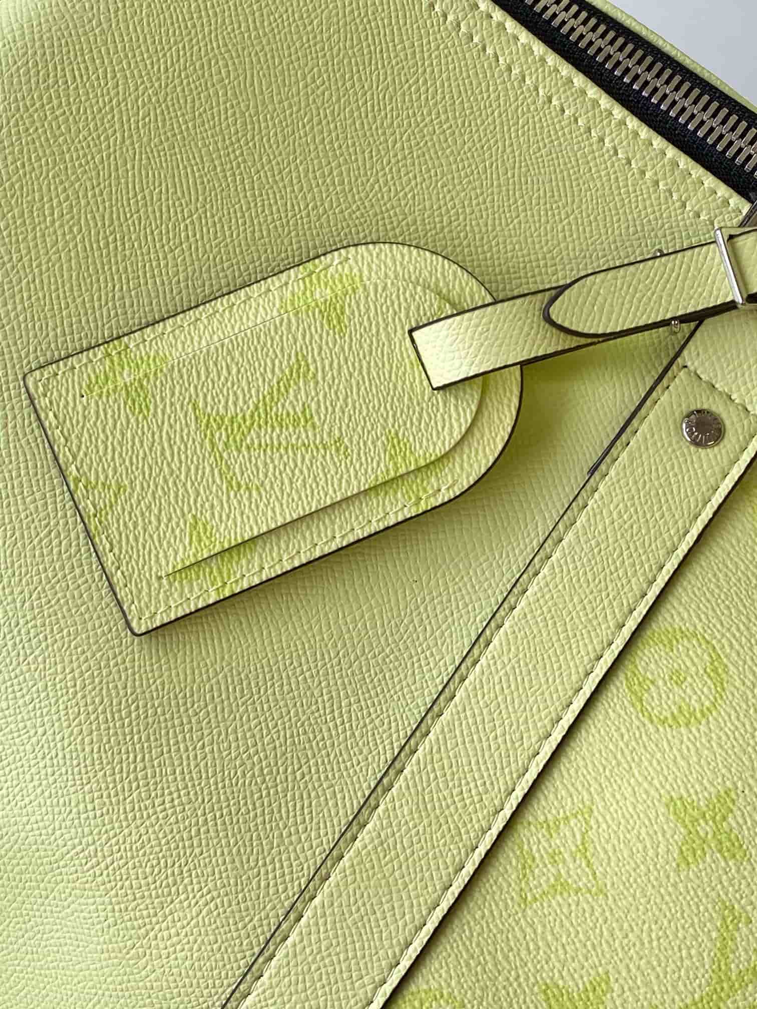 Louis Vuitton Keepall Bandoulière 45 Lemon Yellow Monogram coated canvas and Taiga cowhide leather M14124 High