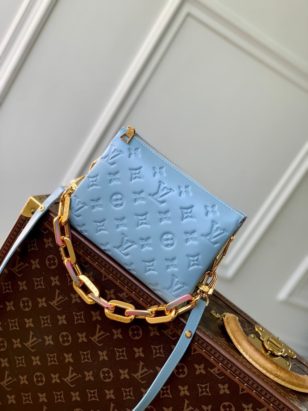Louis Vuitton Coussin BB Monogram embossed puffy lambskin M24338 Sky Blue High